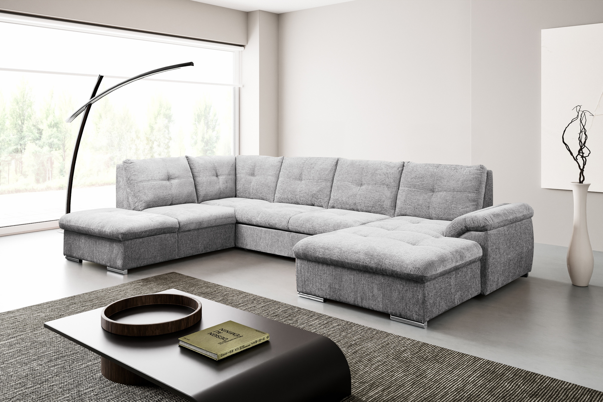 Wohnlandschaft WERK2 "Arena, B/T: 339/220 cm breit, moderner, einladender Sitzkomfort", grau, B:339cm H:97cm T:220cm