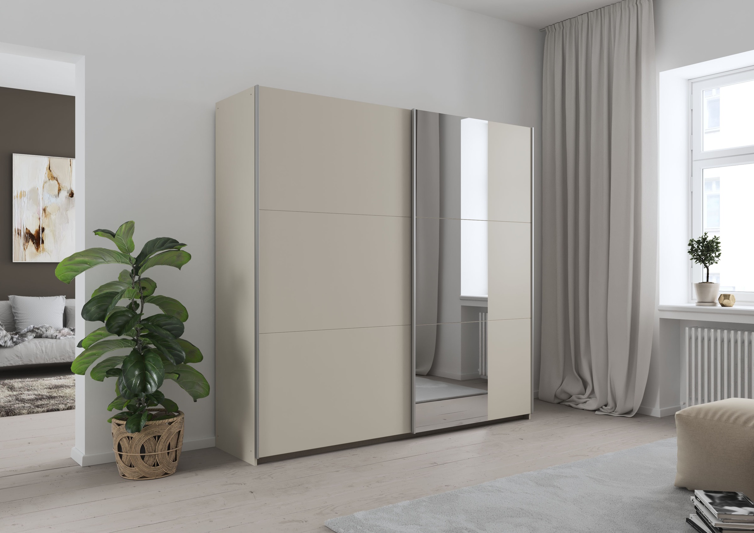 rauch Schwebetürenschrank »Kleiderschrank Garderobe TOPSELLER AURELIO mit 3 Ausstattungsvarianten«, 3 verschiedene Ausstattungsvarianten Griffe aus Metall MADE IN GERMANY