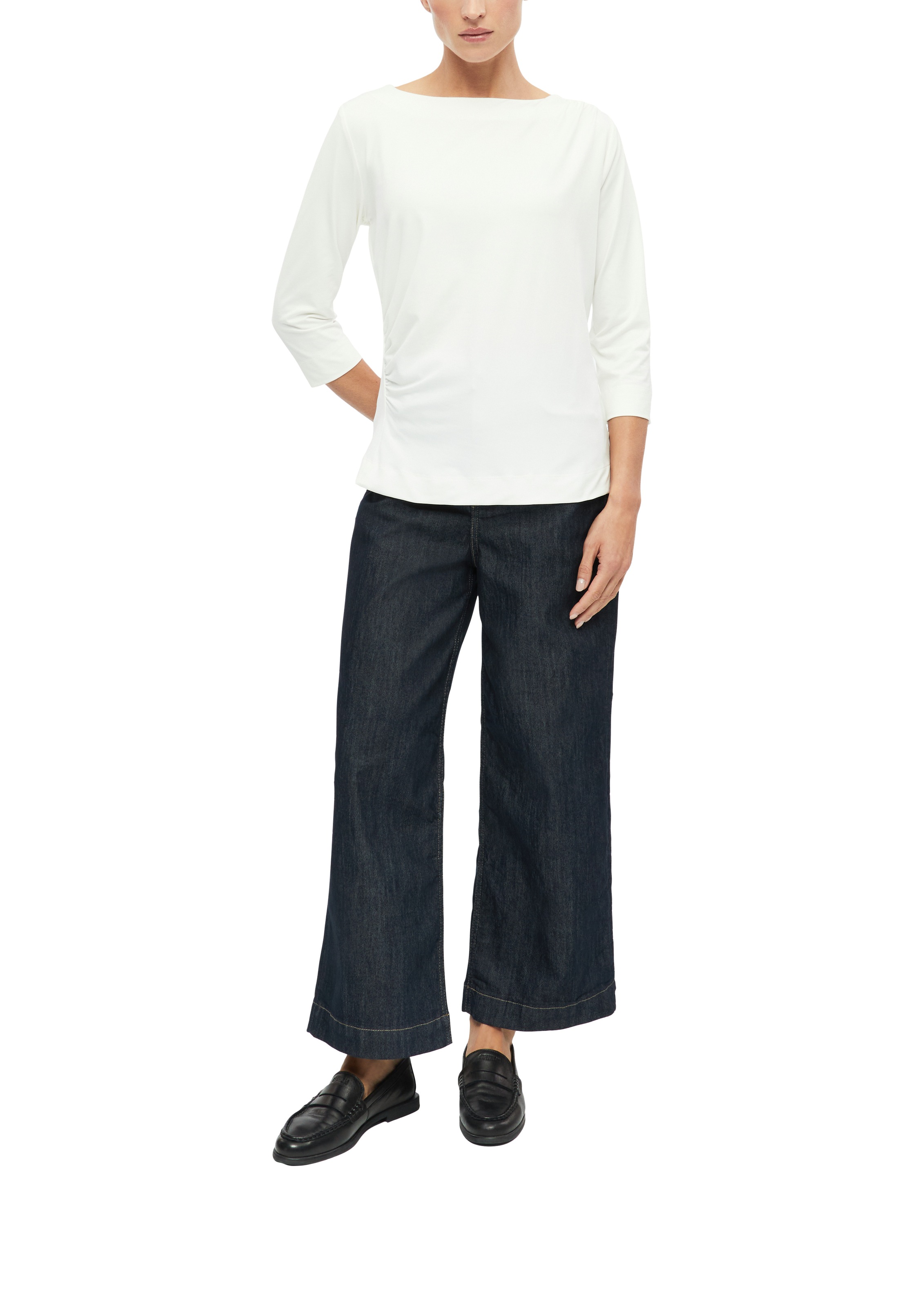 s.Oliver BLACK LABEL 3/4-Arm-Shirt Sommershirt mit seitlicher Saffung