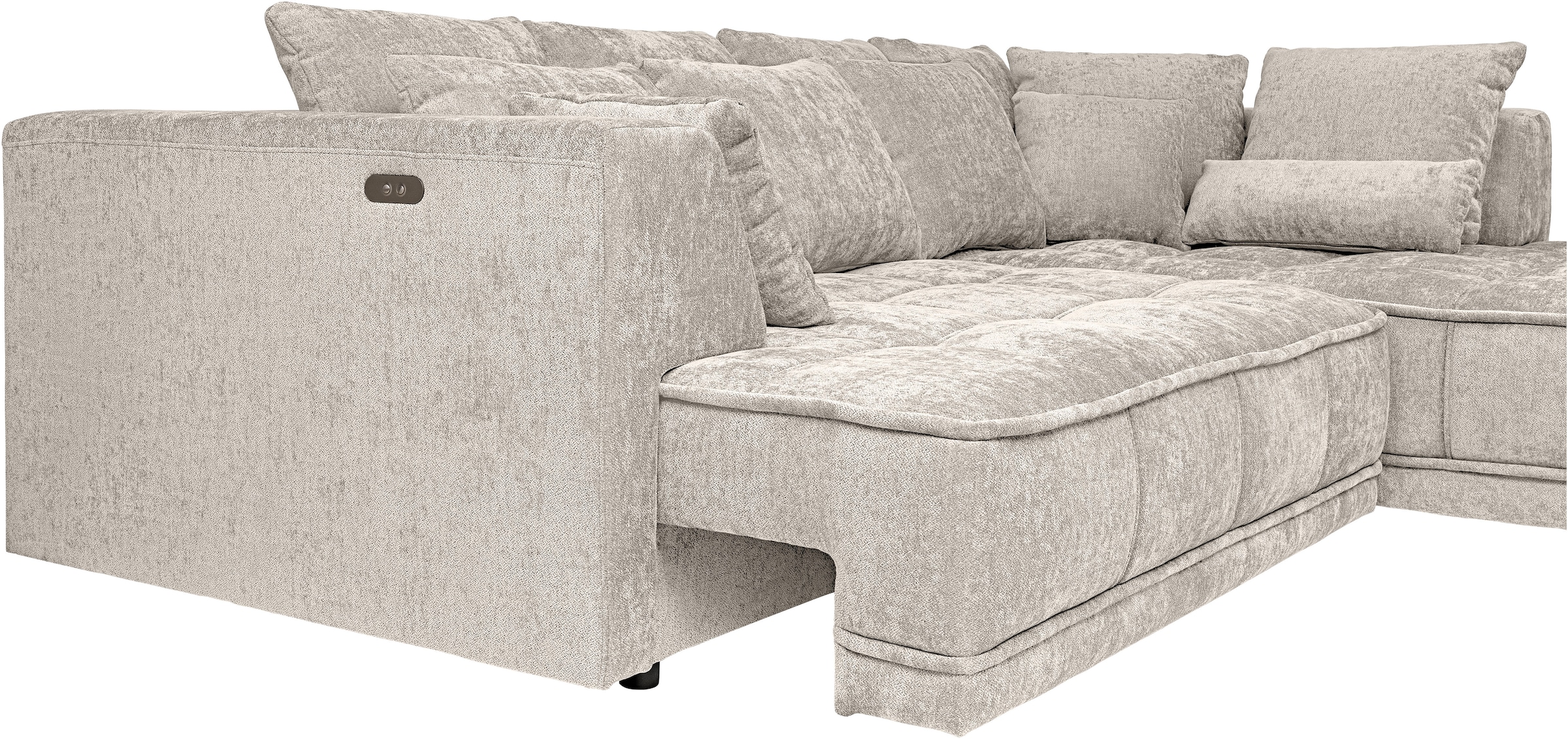 WERK2 Ecksofa »Tiga 207 x 286 cm modern & bequem, elektrisch verstellbare Sitztiefe« Struktur weich, L-Form, elektrische Sitztiefenverstellung
