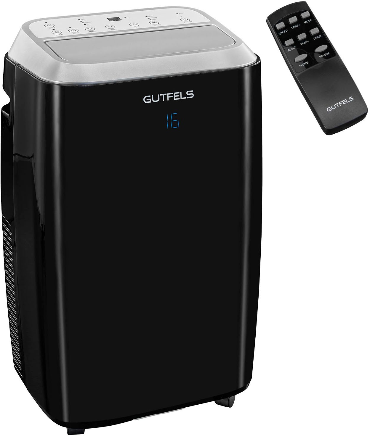 GUTFELS 4-in-1-Klimagerät »CM 81458 sw« Luftkühlung, Entfeuchtung, Ventilation, Heizen, geeignet für 45 m² schwarz Transportrollen - mobil überall...