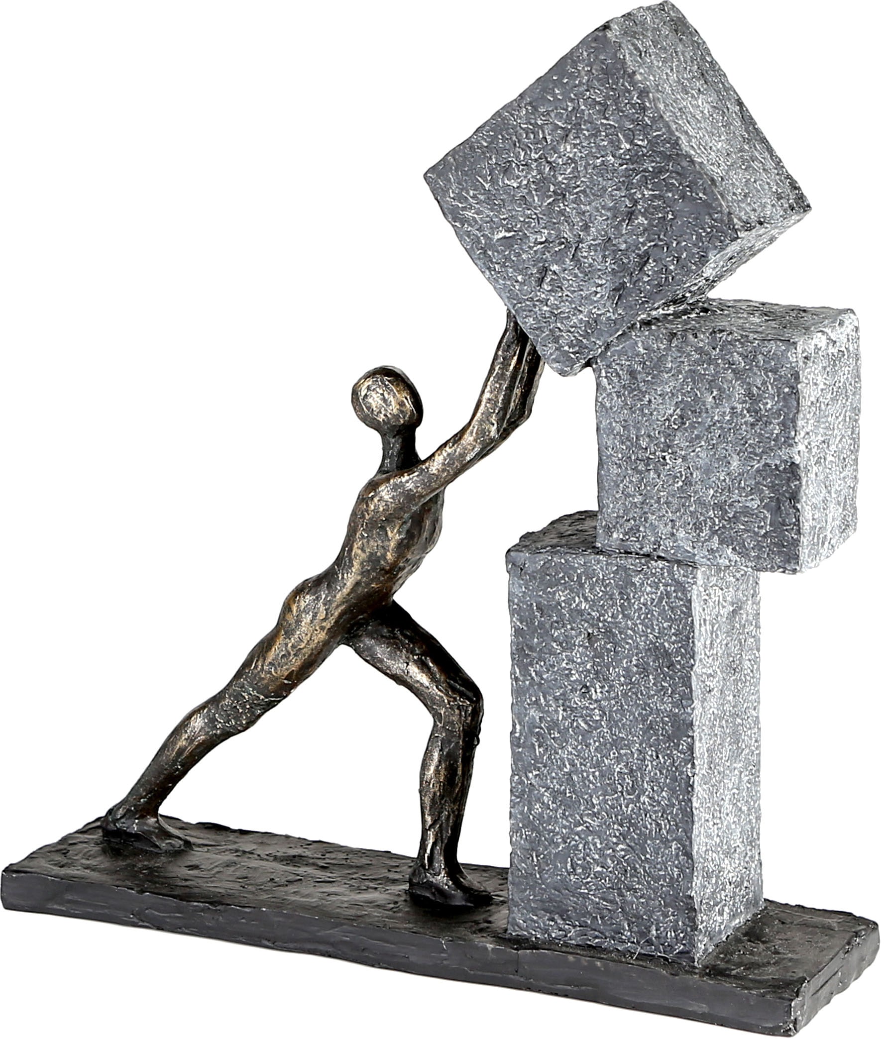 Casablanca by Gilde Dekofigur »Skulptur Stacking, bronzefarben/grau«, Dekoobjekt, Höhe 31 cm, mit Spruchanhänger, Wohnzimmer