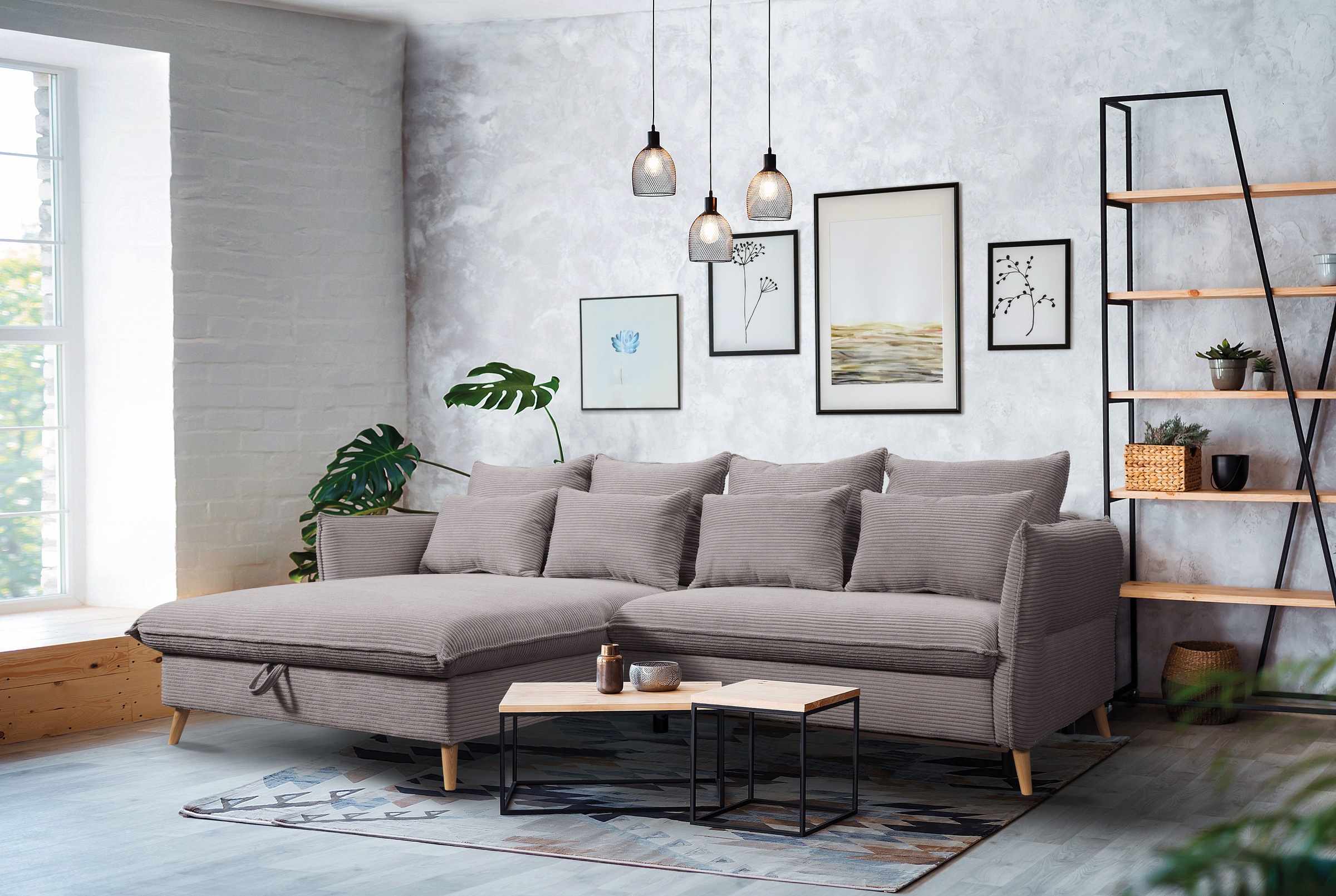 exxpo - sofa fashion Ecksofa »WALPY, elegant & modern, bequem, schmale Arml günstig online kaufen