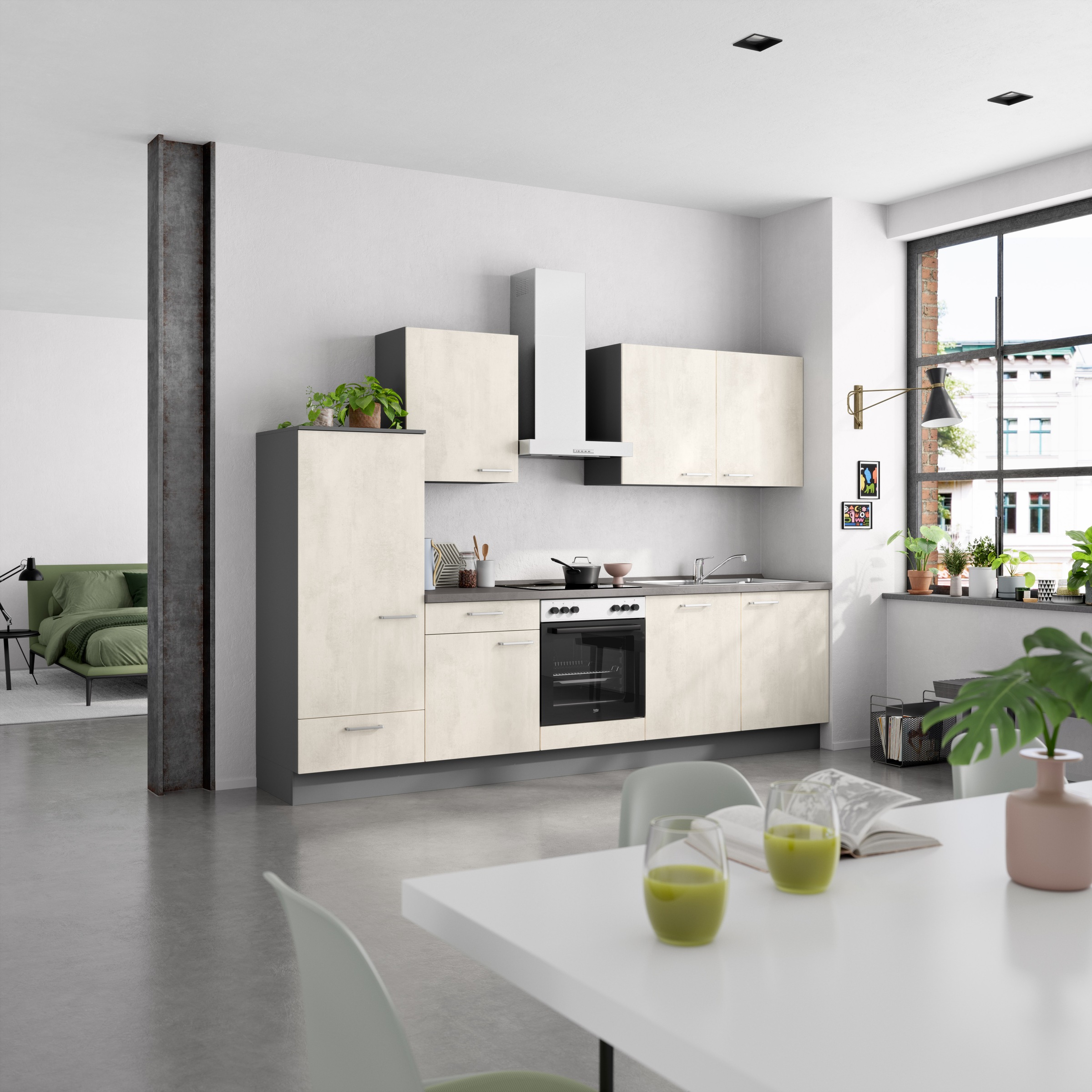 nobilia® Küchenzeile »"Riva I"«, vormontiert, Ausrichtung wählbar, Breite 300 cm, wahlw. mit E-Geräten