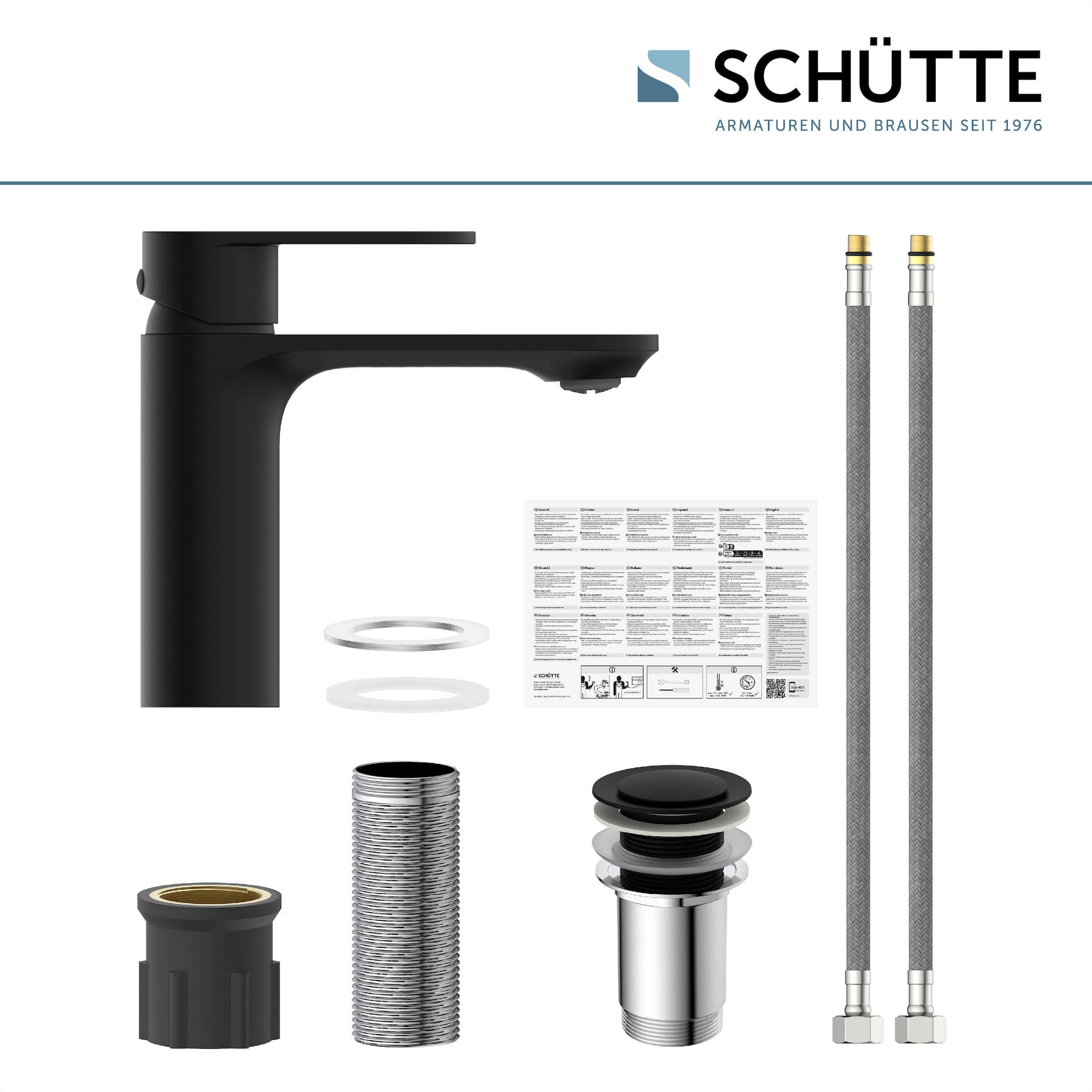 Schütte Waschtischarmatur »MONTANA« Wasserhahn Ablaufgarnitur Exzenter Energiesparende Cold-Start-Funktion