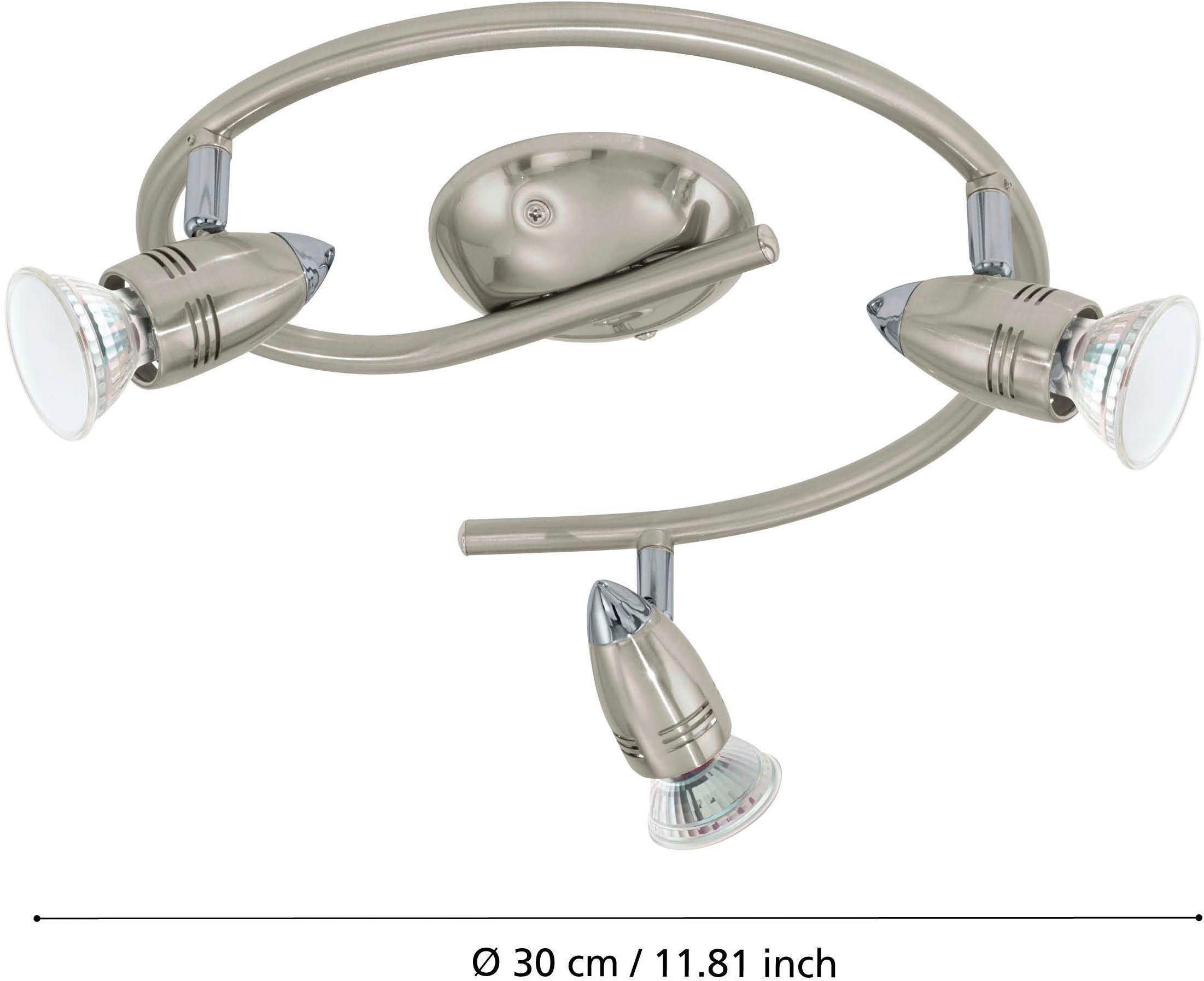 EGLO Deckenleuchte »Magnum-LED Deckenlampe, Deckenstrahler, Wohnzimmerlampe, Metall, GU10« GU10 1 Stk. Warmweiß Spot - L25,5 x H29,5 cm - nickel-matt, chrom - 3X2,8W inkl.