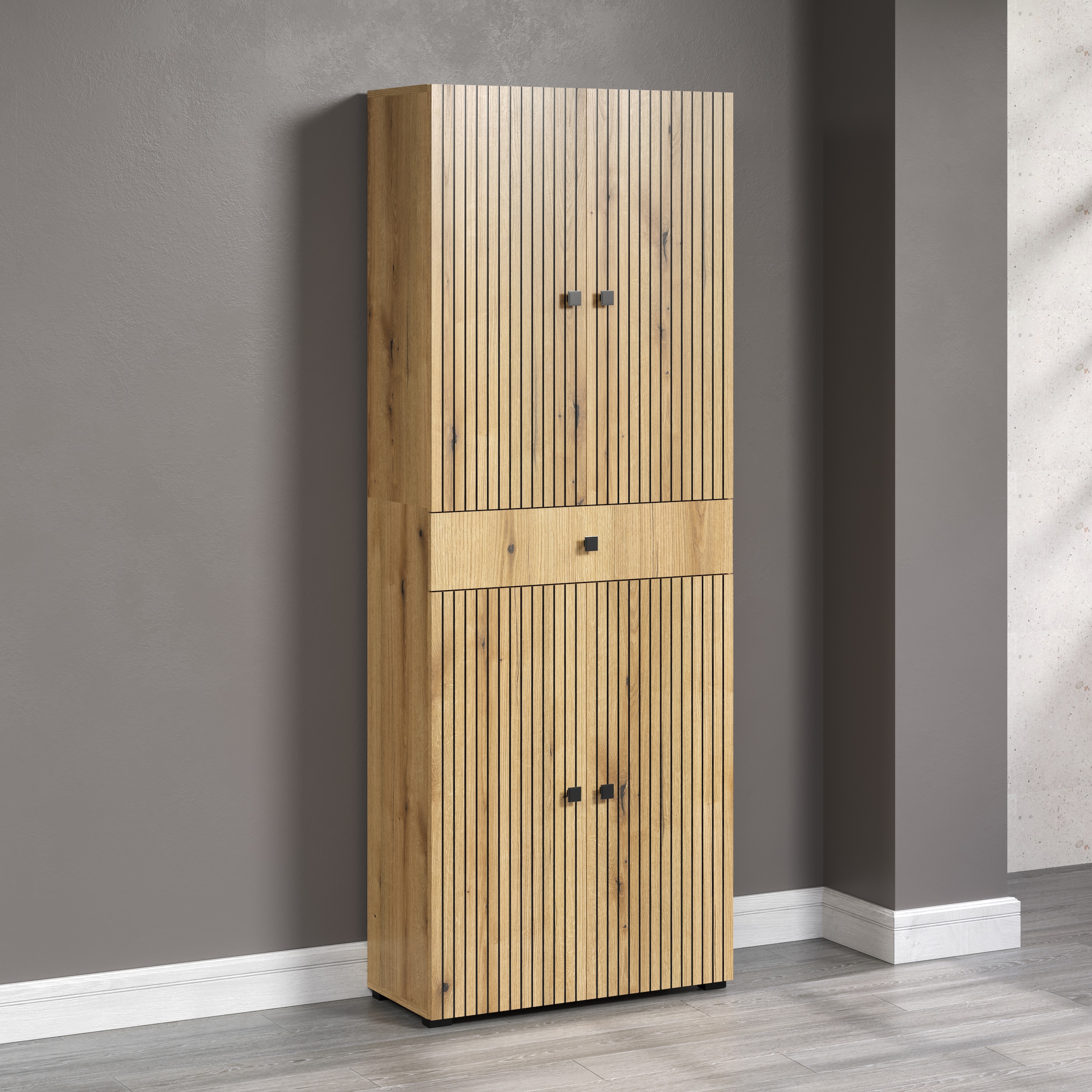 welltime Hochschrank »Amrum«, (1 St.), Badezimmerschrank mit und ohne Schublade - (B/T/H) 40-70/31/186 cm