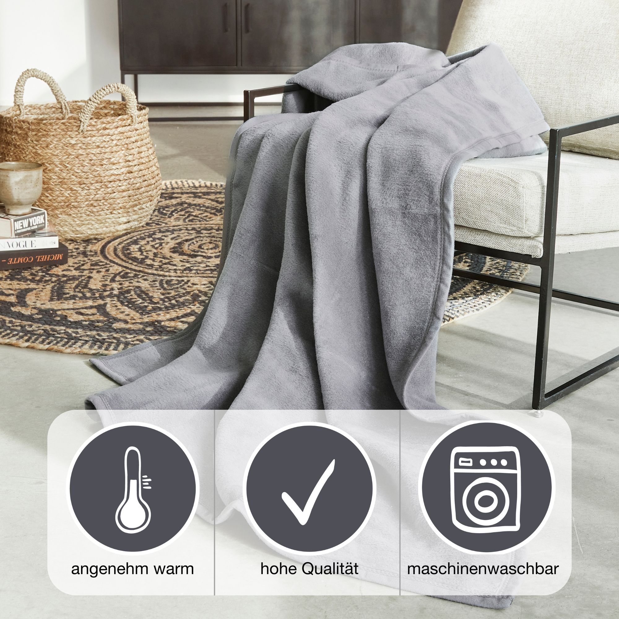 IBENA Wohndecke »Luxus« verschiedene Größen, uni, Kuscheldecke, Premium, made in Europe!
