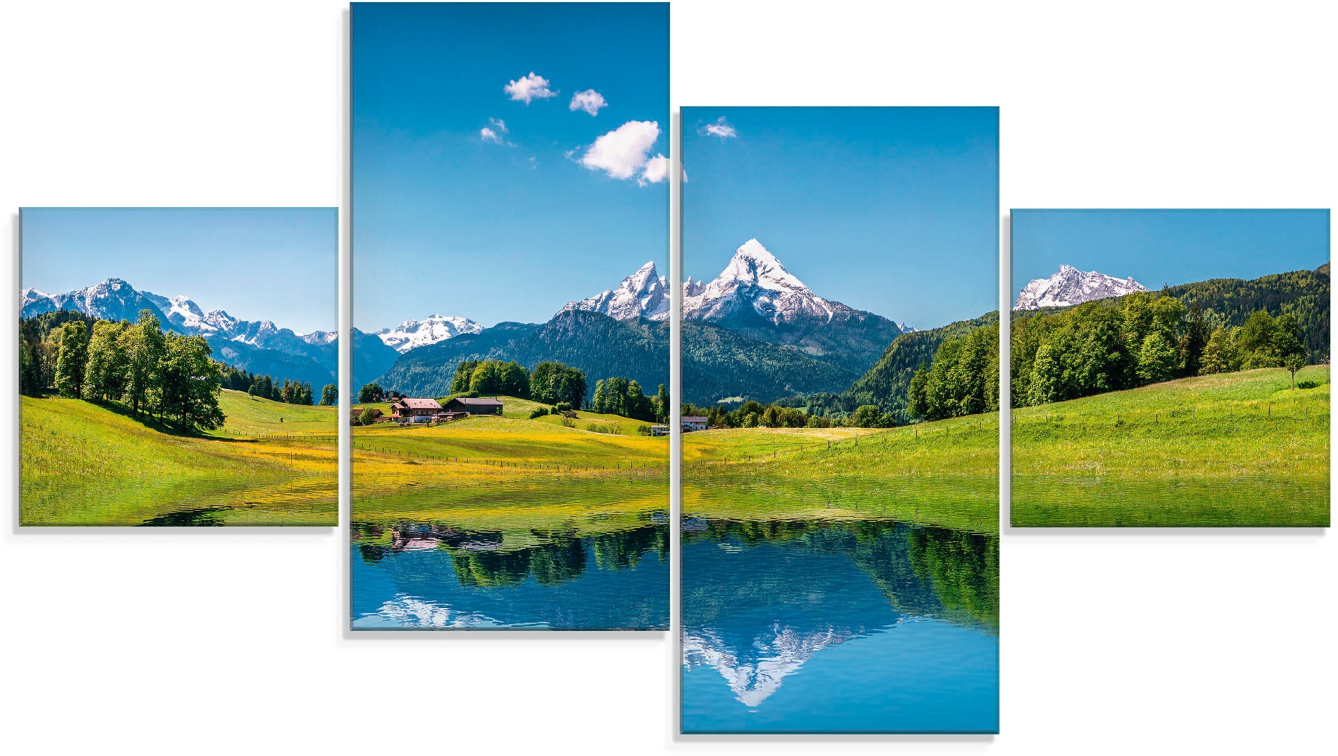 Artland Glasbild »Landschaft in den Alpen«, Berge, (4 St.), in verschiedene günstig online kaufen