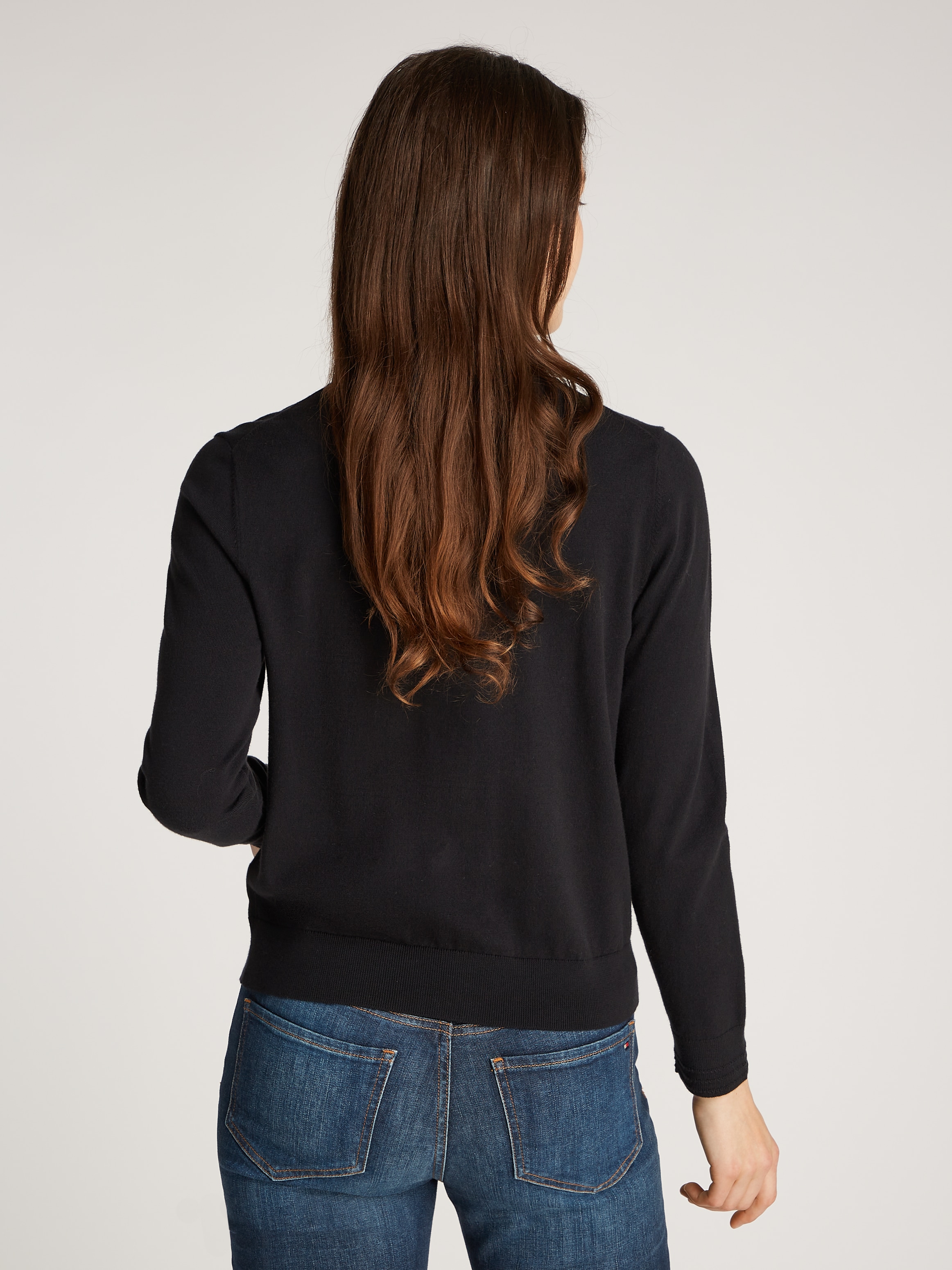 Tommy Hilfiger Cardigan »CO JERSEY STITCH CARDIGAN«, mit Logostickerei