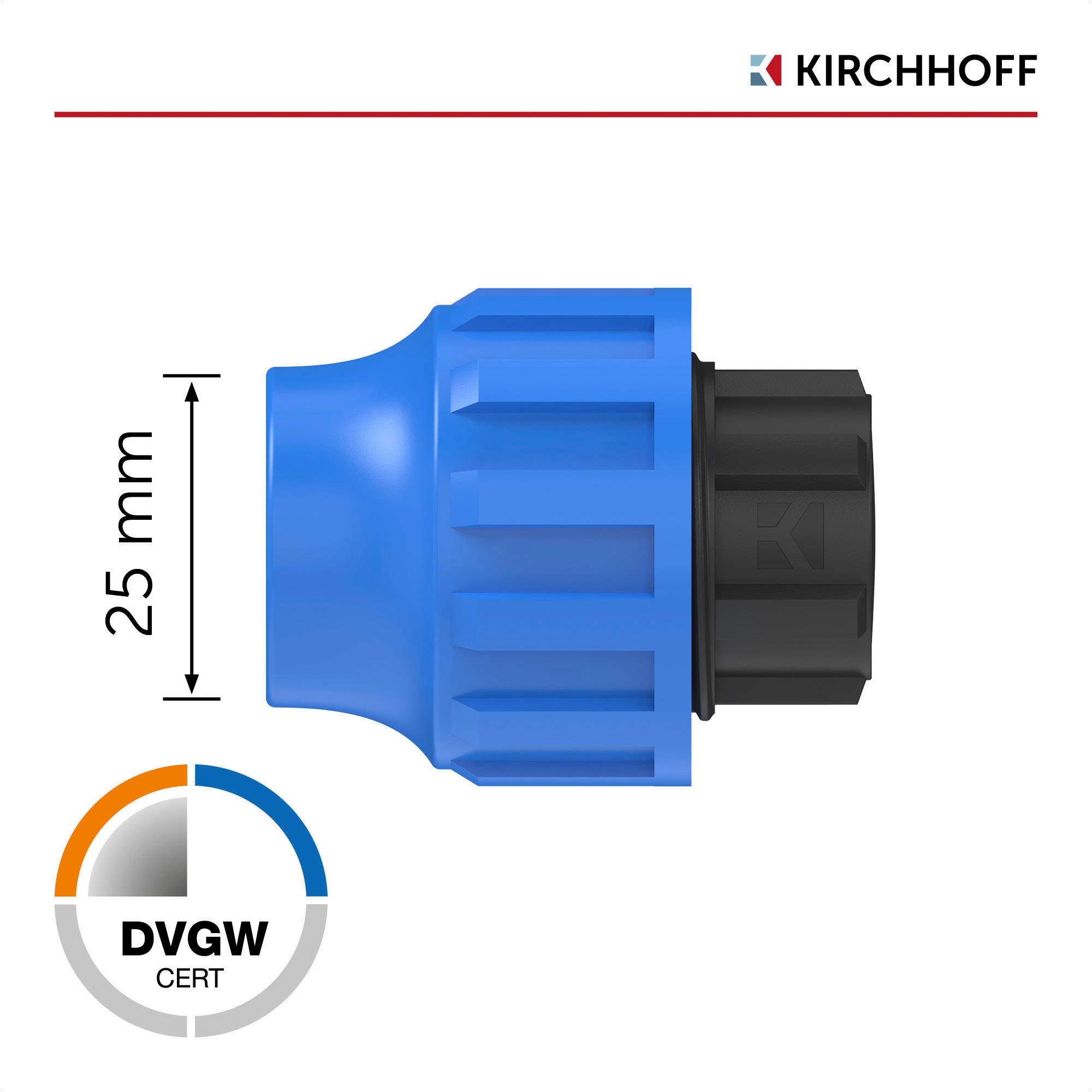 Kirchhoff Reduzierstück, PP Endstück für HDPE Rohr, 25 mm