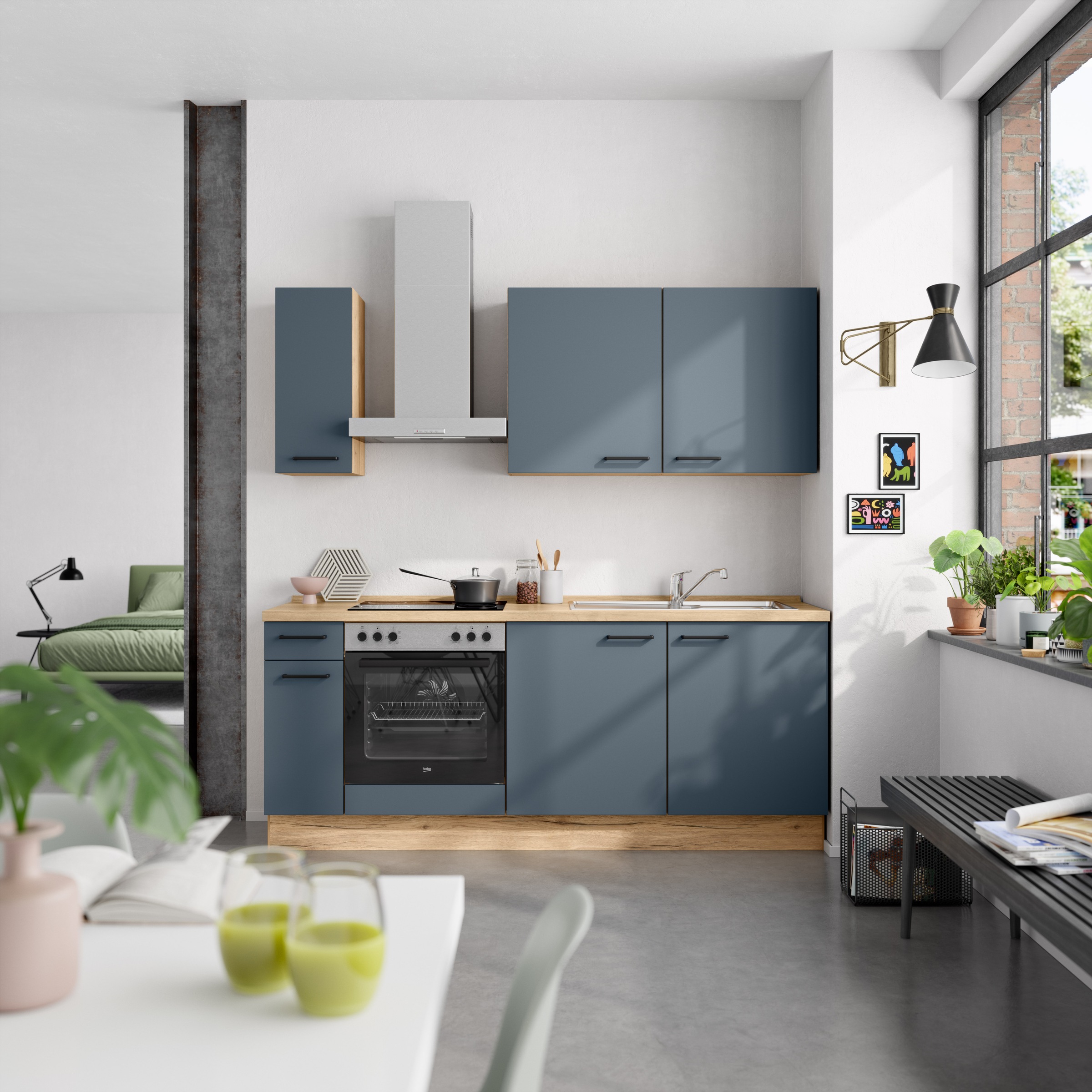 nobilia® Küchenzeile »"Easytouch I"«, vormontiert, Ausrichtung wählbar, Breite 210 cm, wahlw. mit E-Geräten
