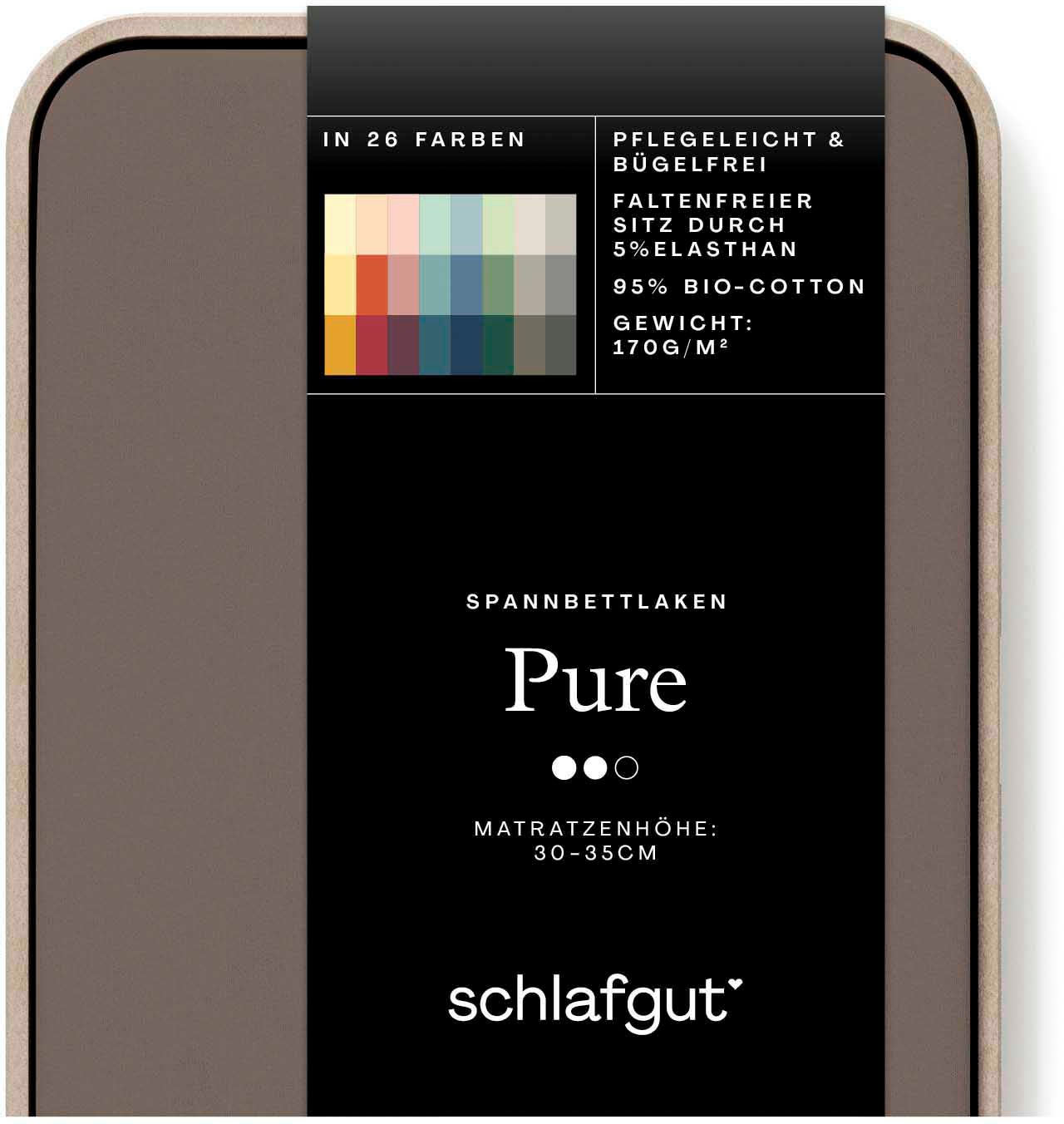 Schlafgut Spannbettlaken »PURE Bio-Baumwolle mit Elasthan, dehnbar blickdicht, straff, Bettlaken«, PREMIUM Laken für Matratzen bis 30cm Höhe, in 90x200, 140x200, 180x200