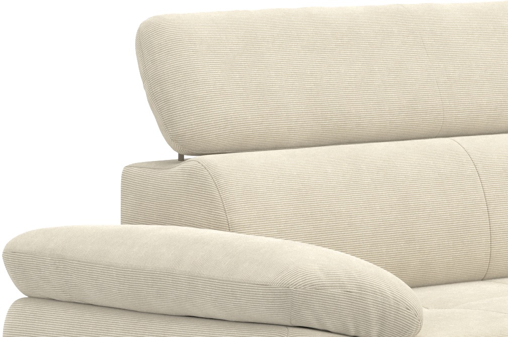 COTTA Ecksofa »Hudson L-Form, mit Kopfteilverstellung, opt. Schlaffunktion & Stauraum« Sofa optional als Gästebett mit Stauraum-Funktion, Cordbezug