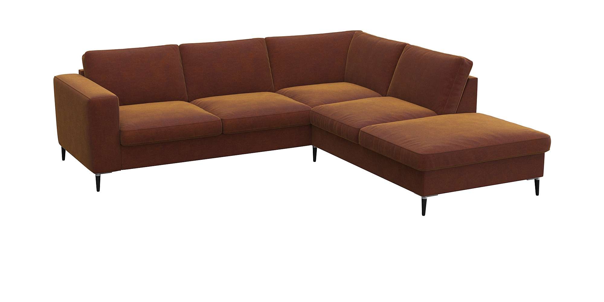 FLEXLUX Ecksofa »Fiore, L-Form«, breite Armlehnen, Füße Alu/schwarz, B/T 24 günstig online kaufen