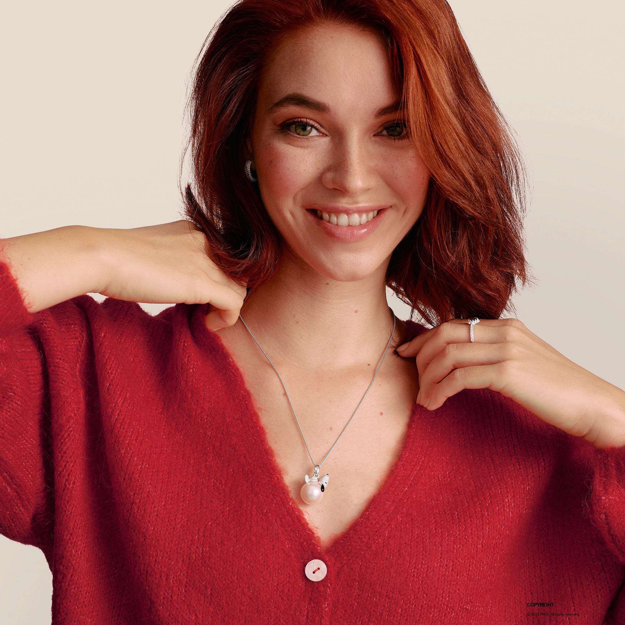 THOMAS SABO Kettenanhänger »THOMAS SABO x Peanuts Anhänger Snoopy auf Schneeball«  mit Zirkonia (synth.) und Perle (imitiert)