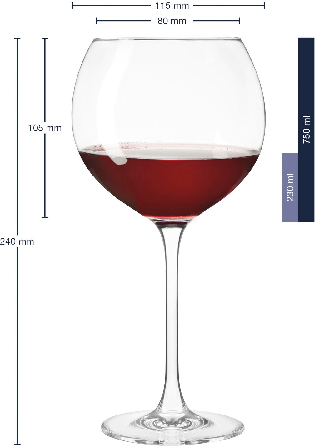 LEONARDO Weinglas »CHEERS«, (Set, 6 tlg.), Rotweinglas für Burgunder, 750 ml, 6-teilig