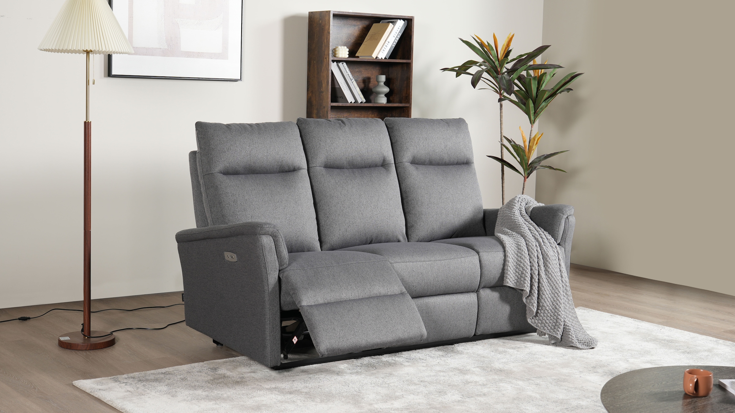 Home affaire 3-Sitzer »FINNARA, 3-Sitzer,elelektrische Relaxfunktion in 2 Sitzen, USB A/C« Liegefunktion 105°-135°, Federkern,