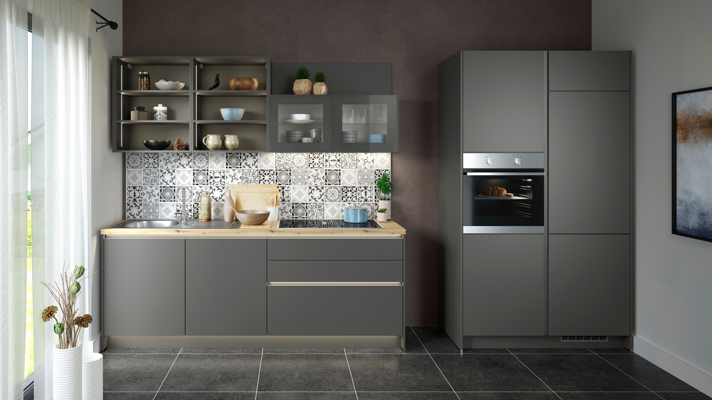 KOCHSTATION Küche »KS-Tokio, NEU wahlweise mit Kochfeldabzug und weiteren E günstig online kaufen