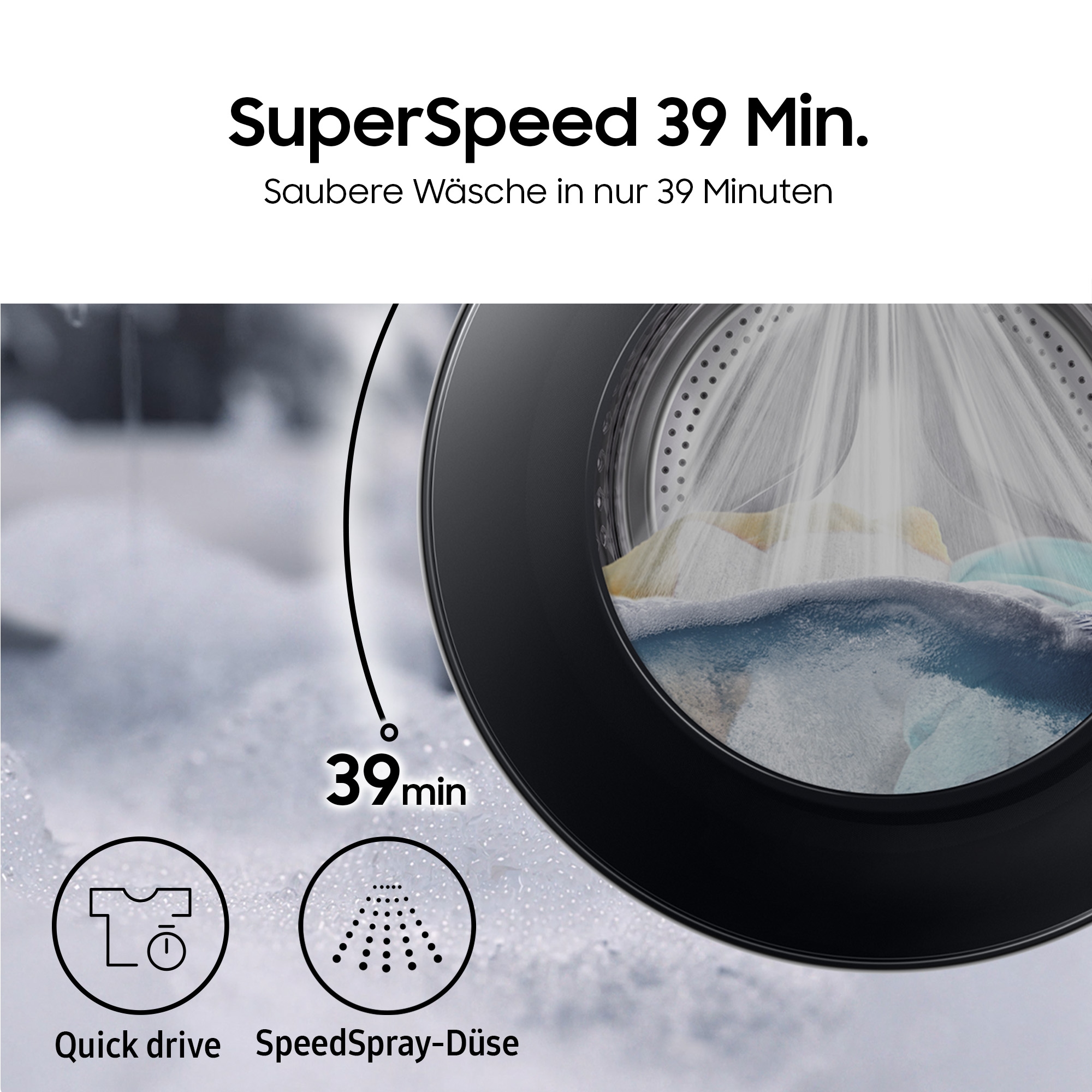 Samsung Waschmaschine WW8400D »WW11DB8B95GH« 11 kg 1400 U/min Quick Drive™ Option – Volle Waschleistung. Halbe Zeit