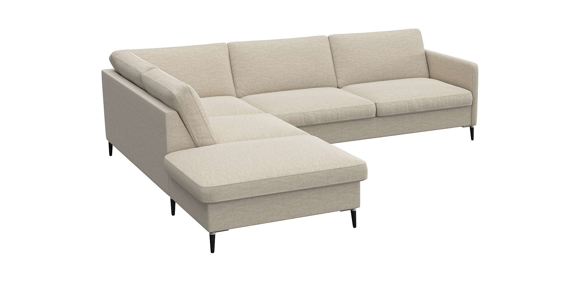 FLEXLUX Ecksofa »Fiore, L-Form«, schmale Armlehnen, Kaltschaum, Füße Alu+schwarz