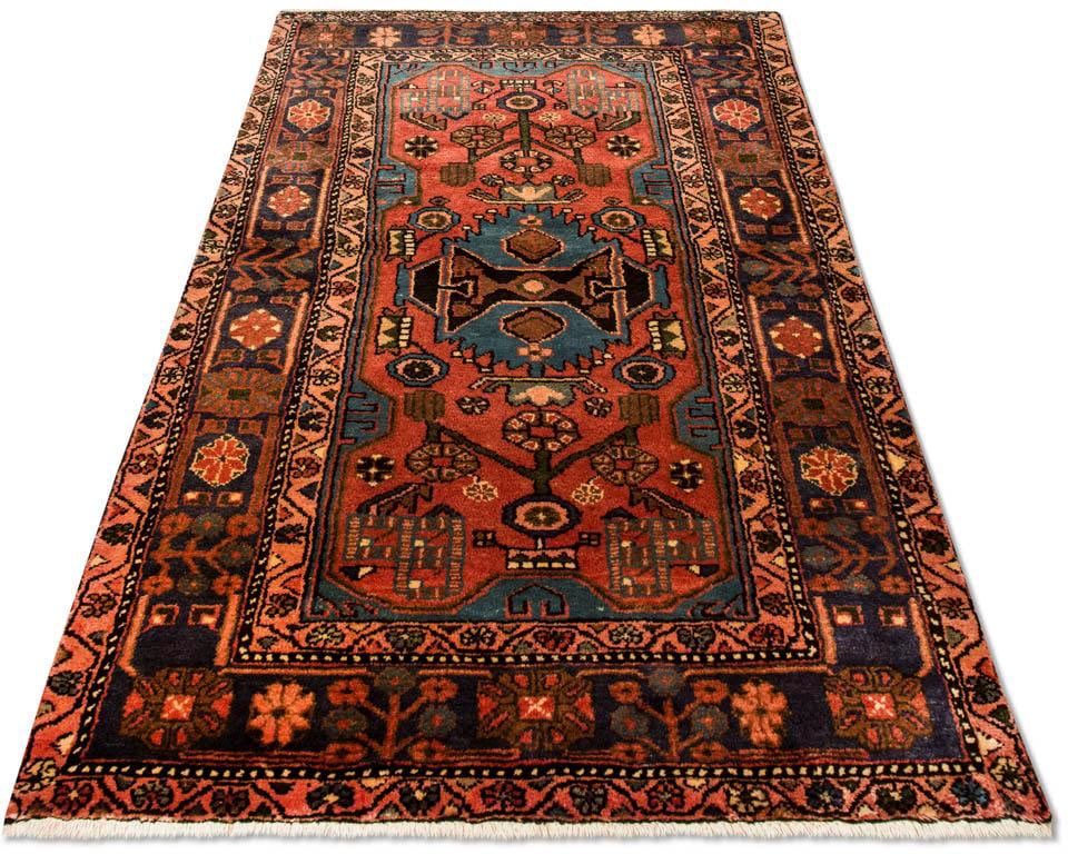 morgenland Wollteppich »Hamadan Teppich handgeknüpft blau«, rechteckig, han günstig online kaufen