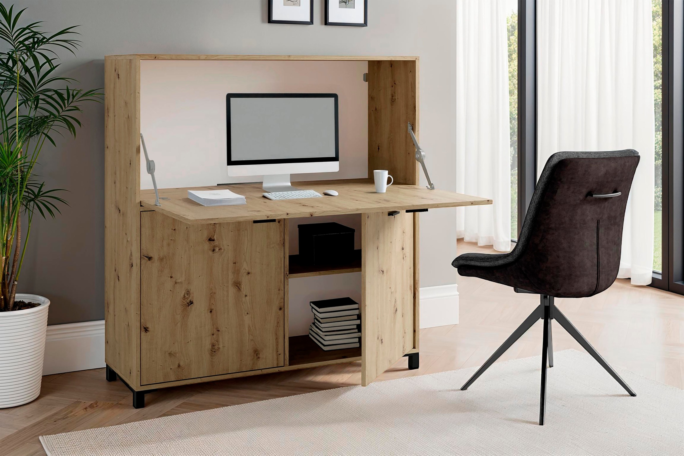 byLIVING Sekretär »Montana«, platzsparende Arbeitslösung mit viel Stauraum, Breite 120 cm