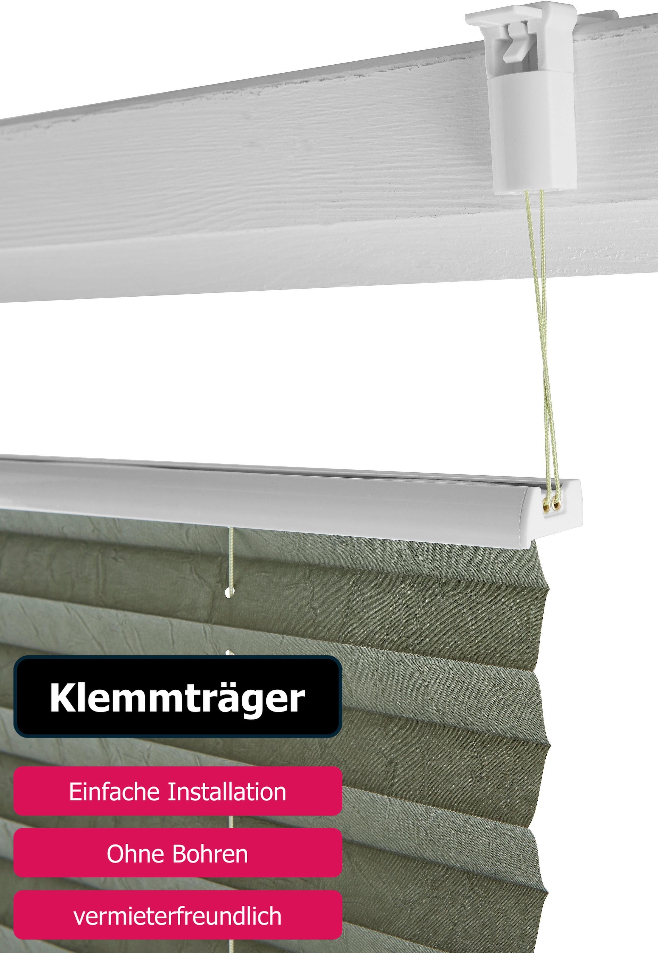 my home Plissee »DAHRA - in Crush-Optik«, Lichtschutz, ohne Bohren, verspannt, Fixmaß, Klemmträger
