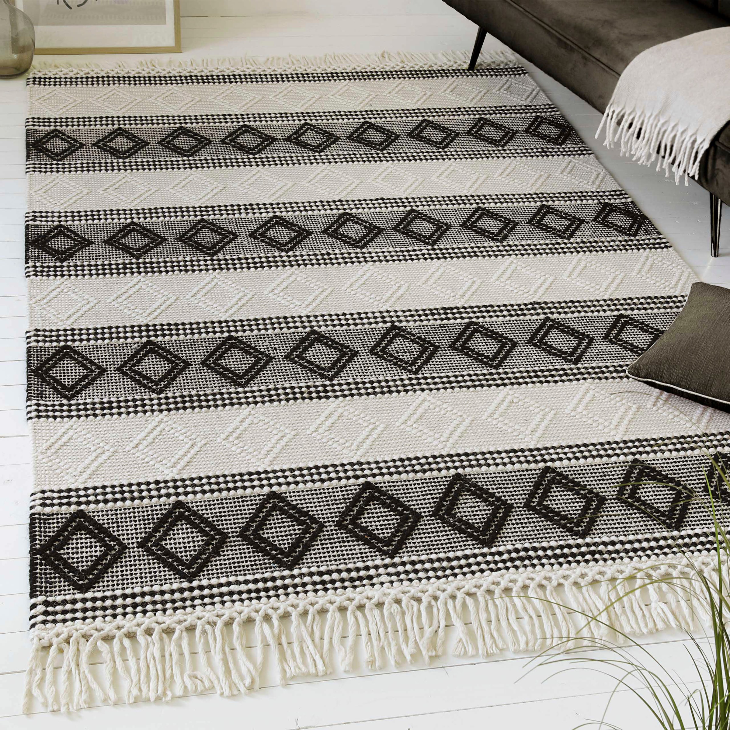OTTO home Teppich »Jorvik«, rechteckig, 8 mm Höhe, Kurzflor, Wolle, handgew günstig online kaufen