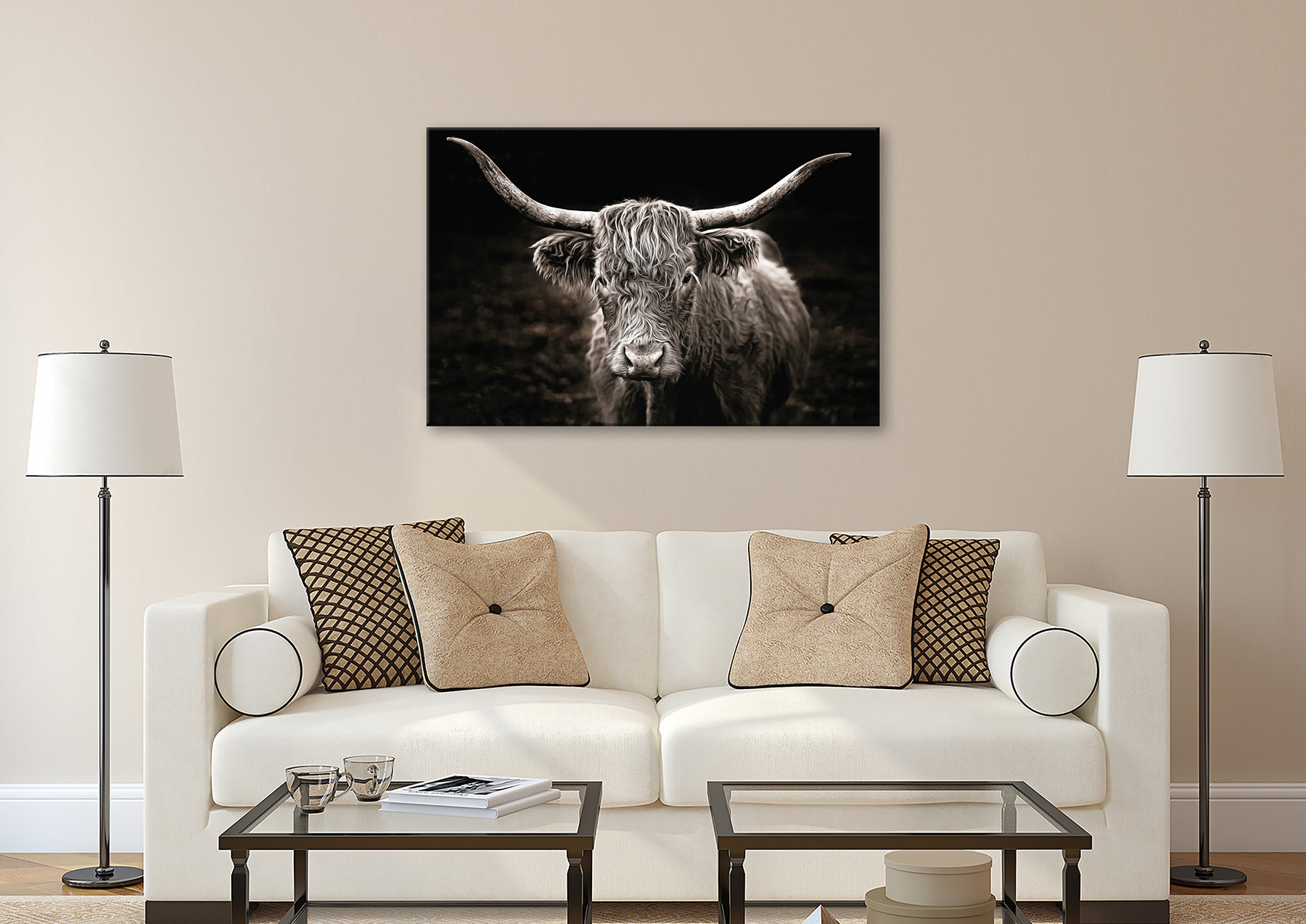 Bönninghoff Leinwandbild »Wandbild HOCHLANDRIND 78x118 cm – Leinwandbild Keilrahmen Deko modern« Kuhbilder 1 Stk. tlg. auf Keilrahmen gespannt