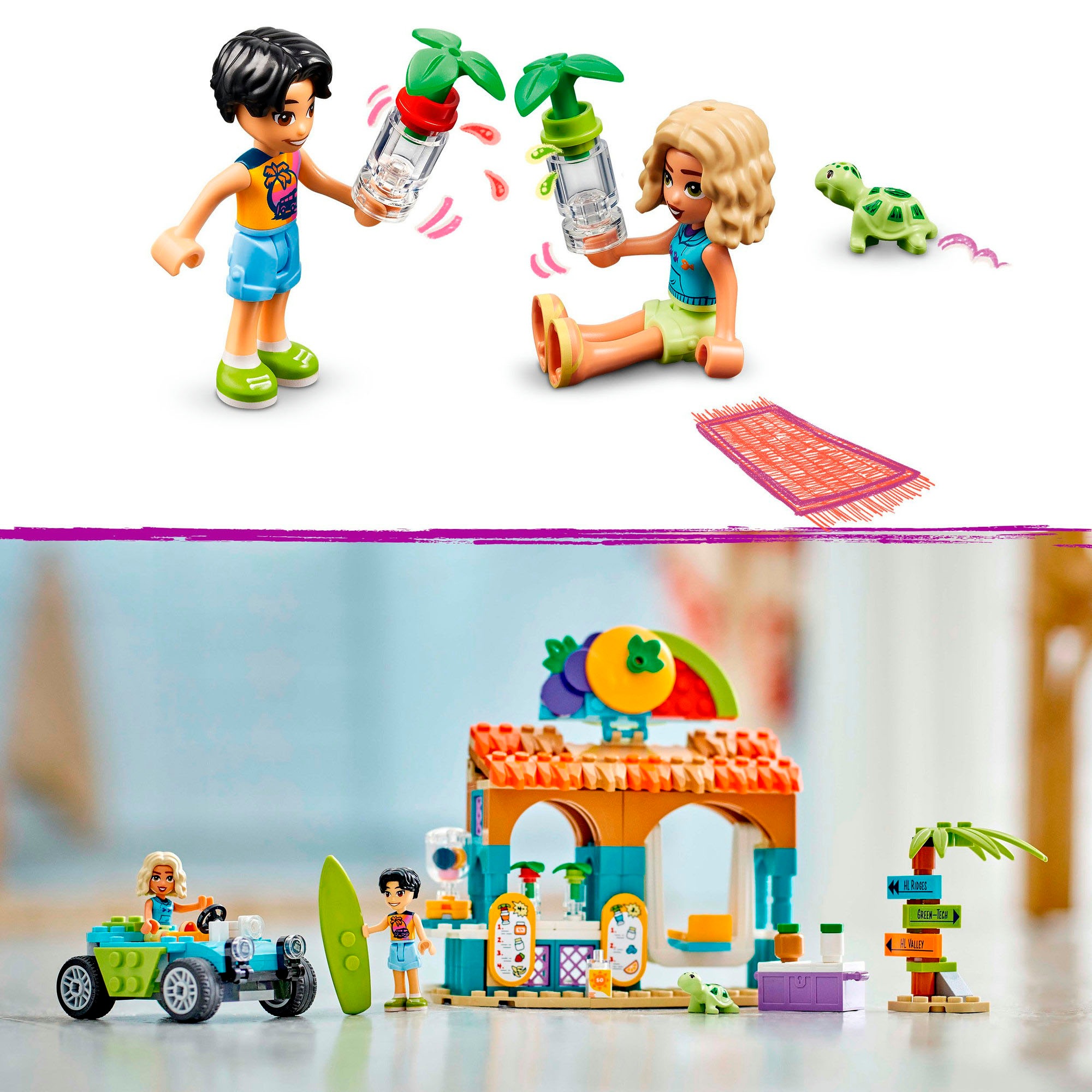 LEGO® Konstruktionsspielsteine »Smoothie-Stand am Strand (42625), LEGO Friends«, (213 St.), Made in Europe