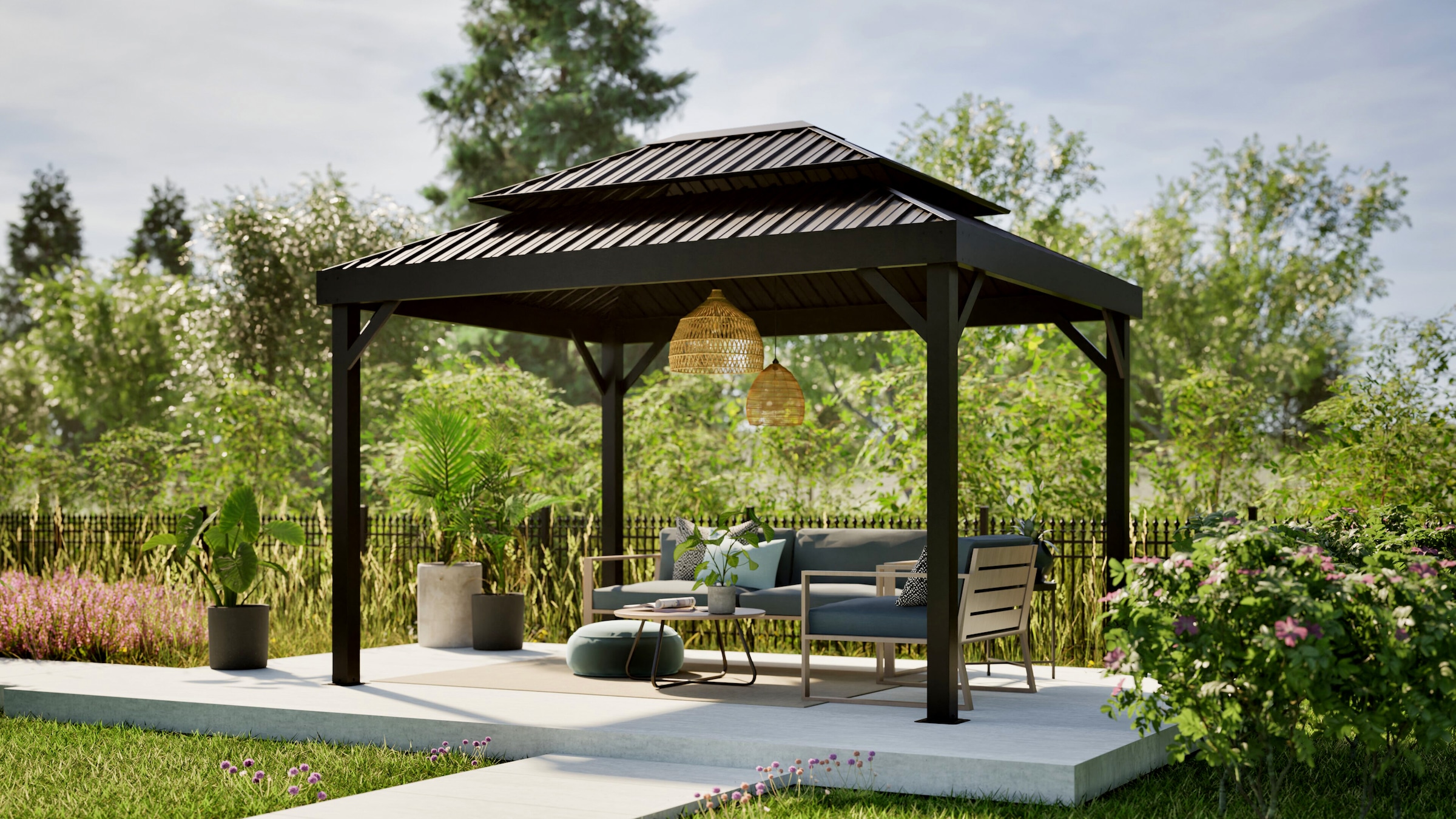 Sojag Pavillon »Malta 1014 Schwarz« 305x430x271cm, massive Konstruktion aus Aluminium