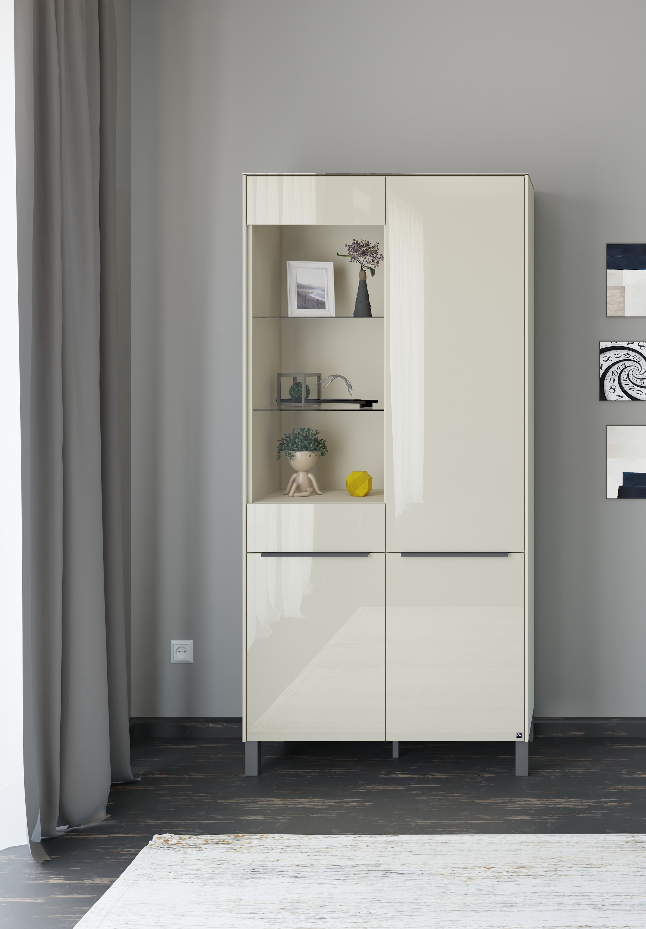 set one by Musterring Standvitrine »Reno« 1 Stk. tlg. Mit Vierkantfuß in diversen Farben, 197 cm Höhe & Farbauswahl