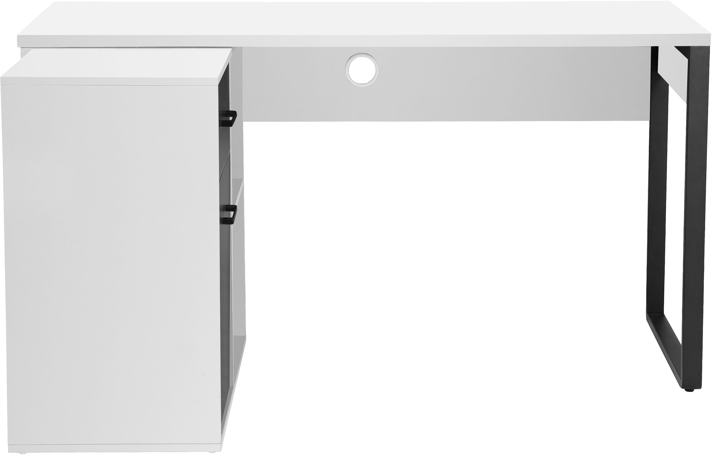Places of Style Eckschreibtisch »Moid, Computertisch, Kabeldurchlass, mit Regalfächern,«, Schublade und Tür, flexibles Regalelement, 140x82-115 cm