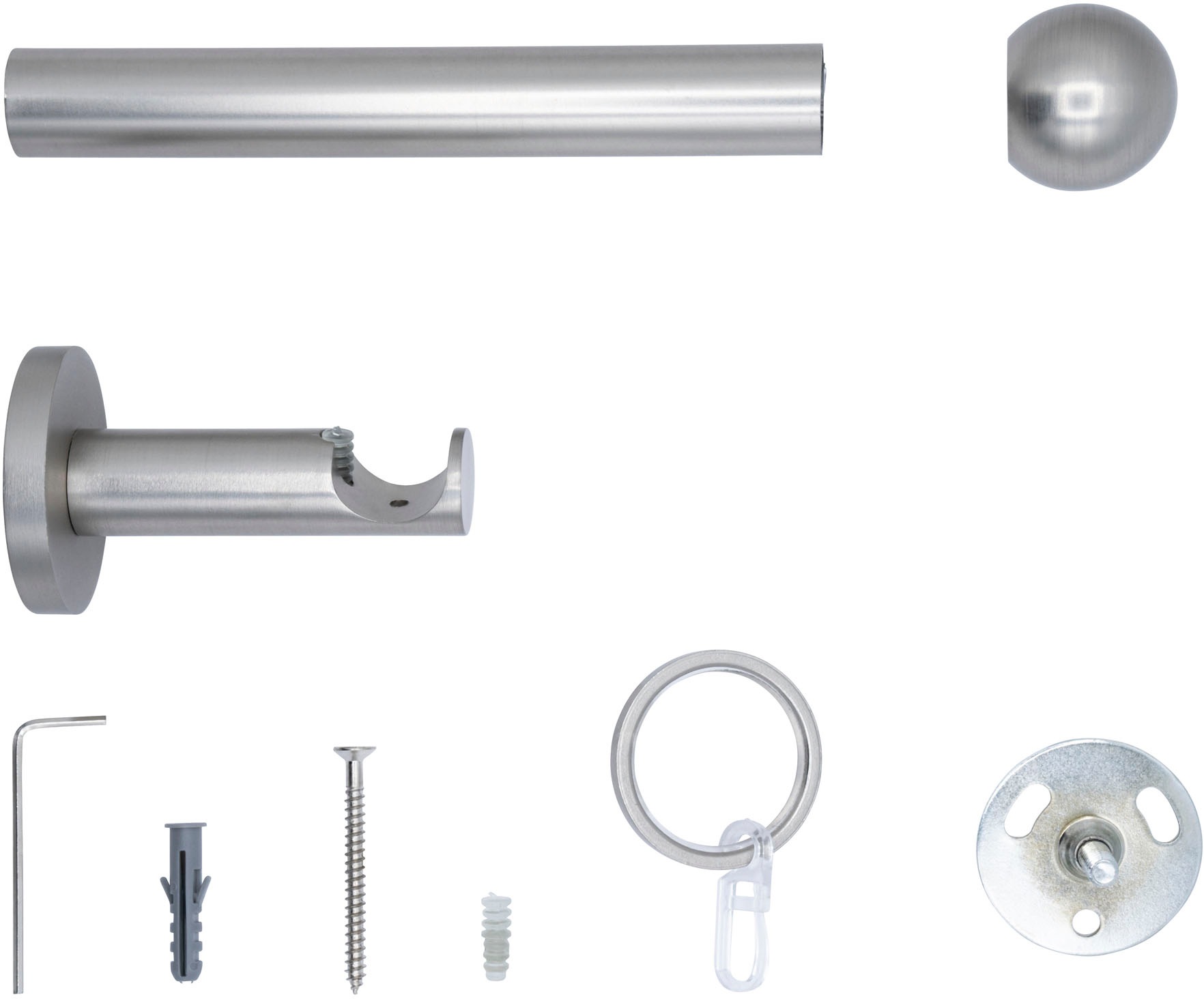mydeco Gardinenstange »20mm Ball Wandträger 6,5 cm«, 1 läufig-läufig, Fixmaß
