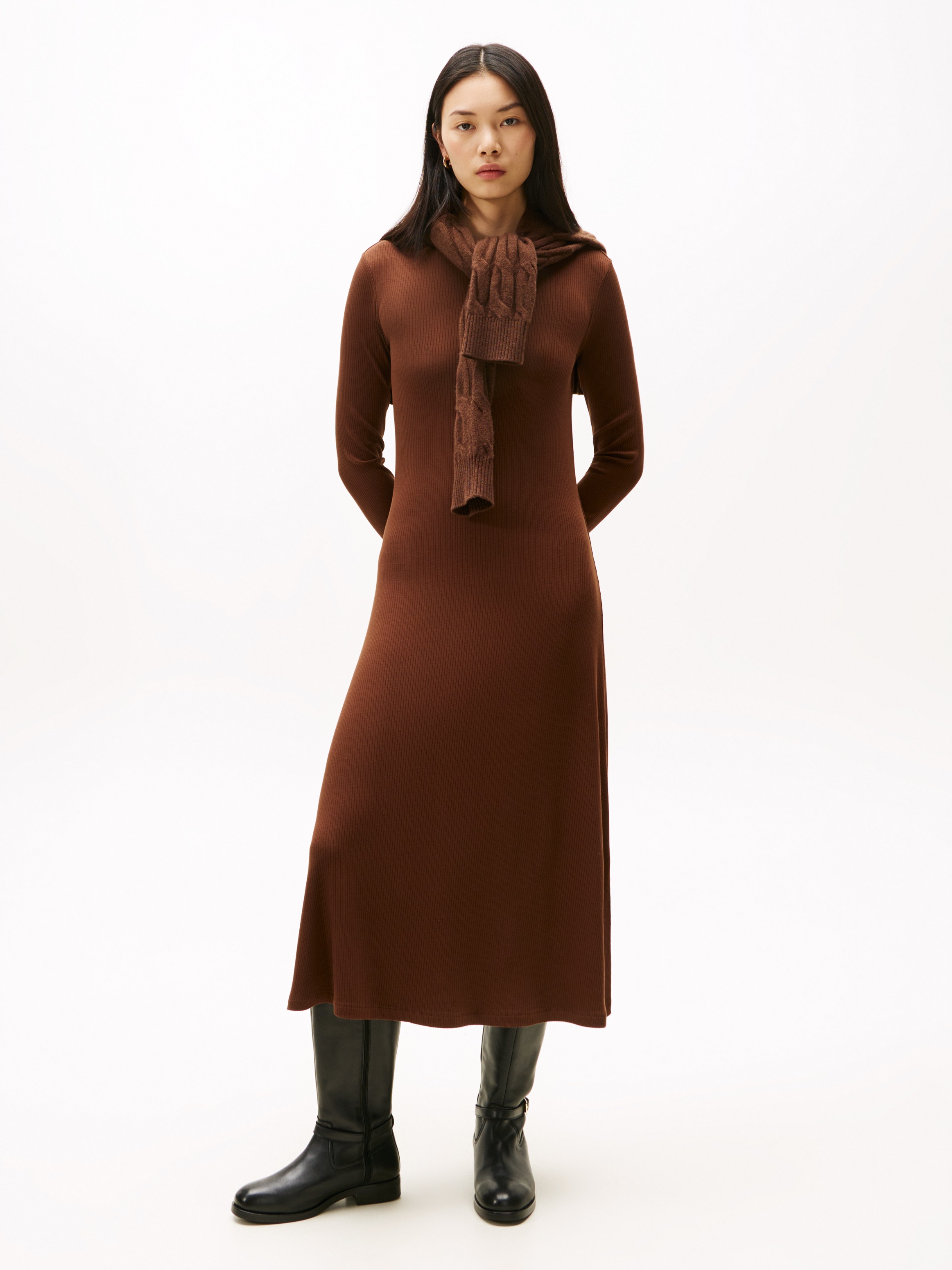 Tommy Hilfiger Stiefel »TH BUCKLE RIDING LTHR LONG BOOT«  , Blockabsatz, Langschaftstiefel, Businessstiefel mit Zierschnalle