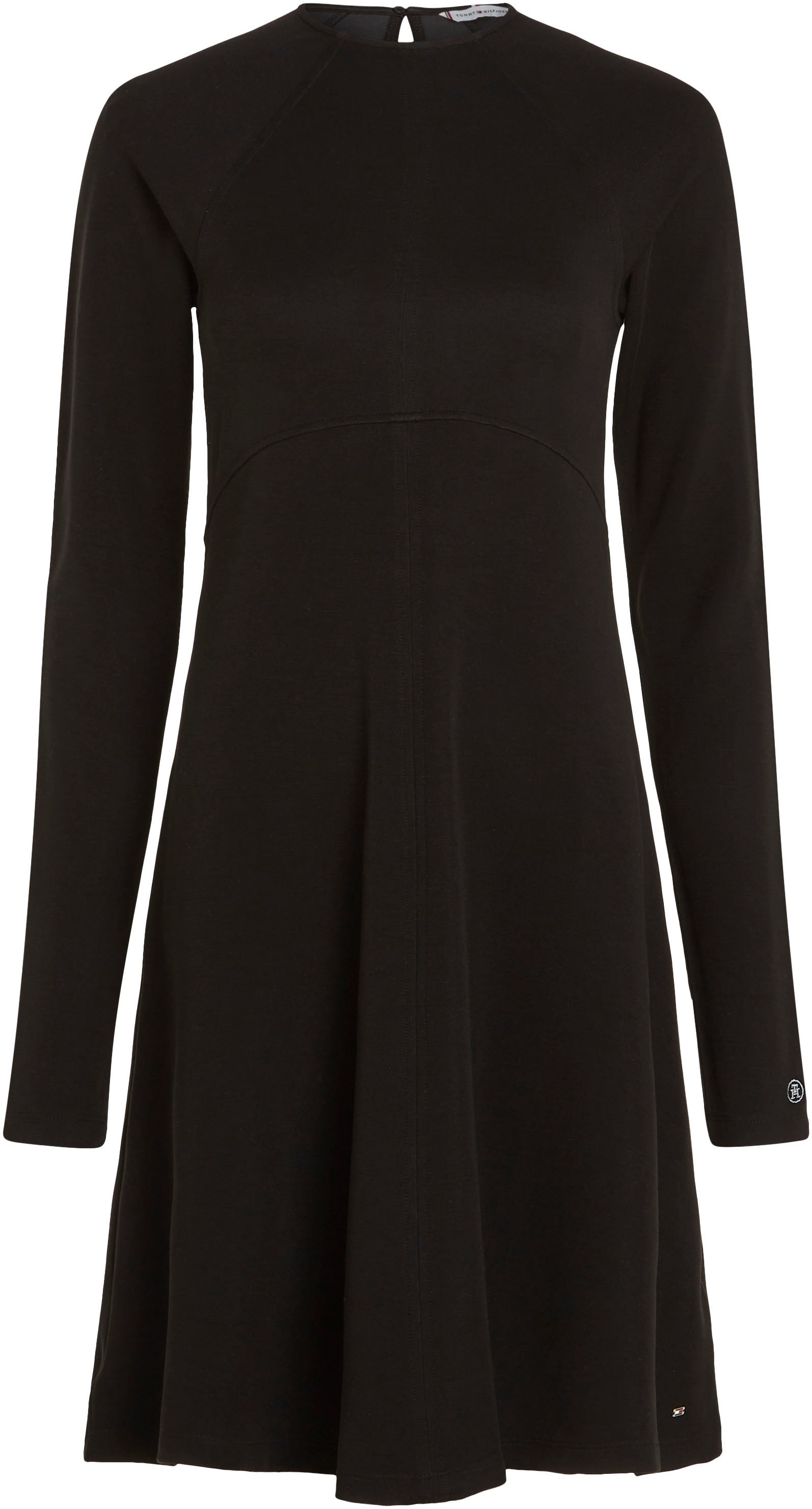 Tommy Hilfiger Jerseykleid »F&F C-NK SHINY INTERLOCK LS DRS«, mit Logostickerei