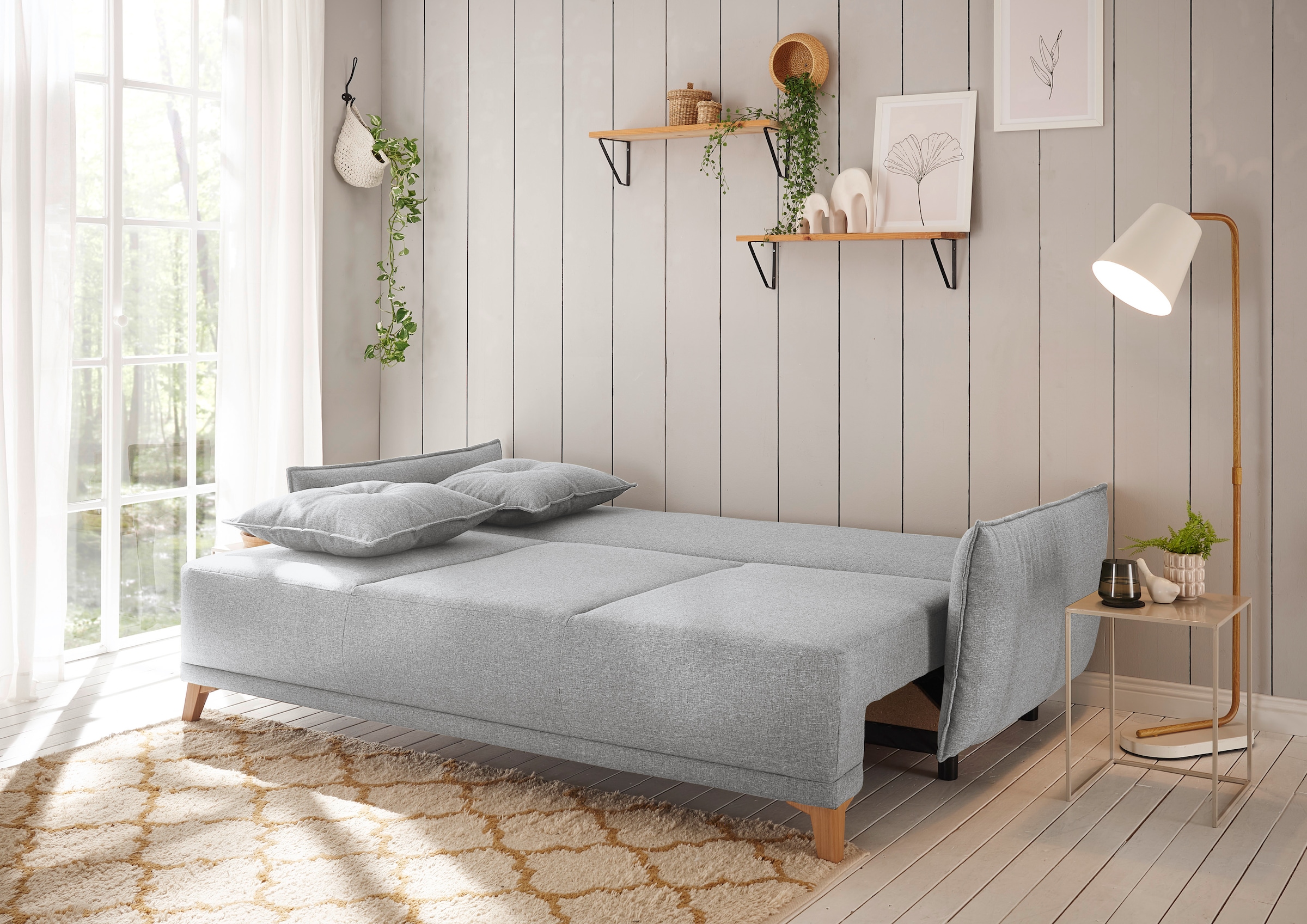 ED EXCITING DESIGN Schlafsofa »Pamplona«, mit Bettfunktion, Bettkasten, Rücken- und Zierkissen, frei im Raum