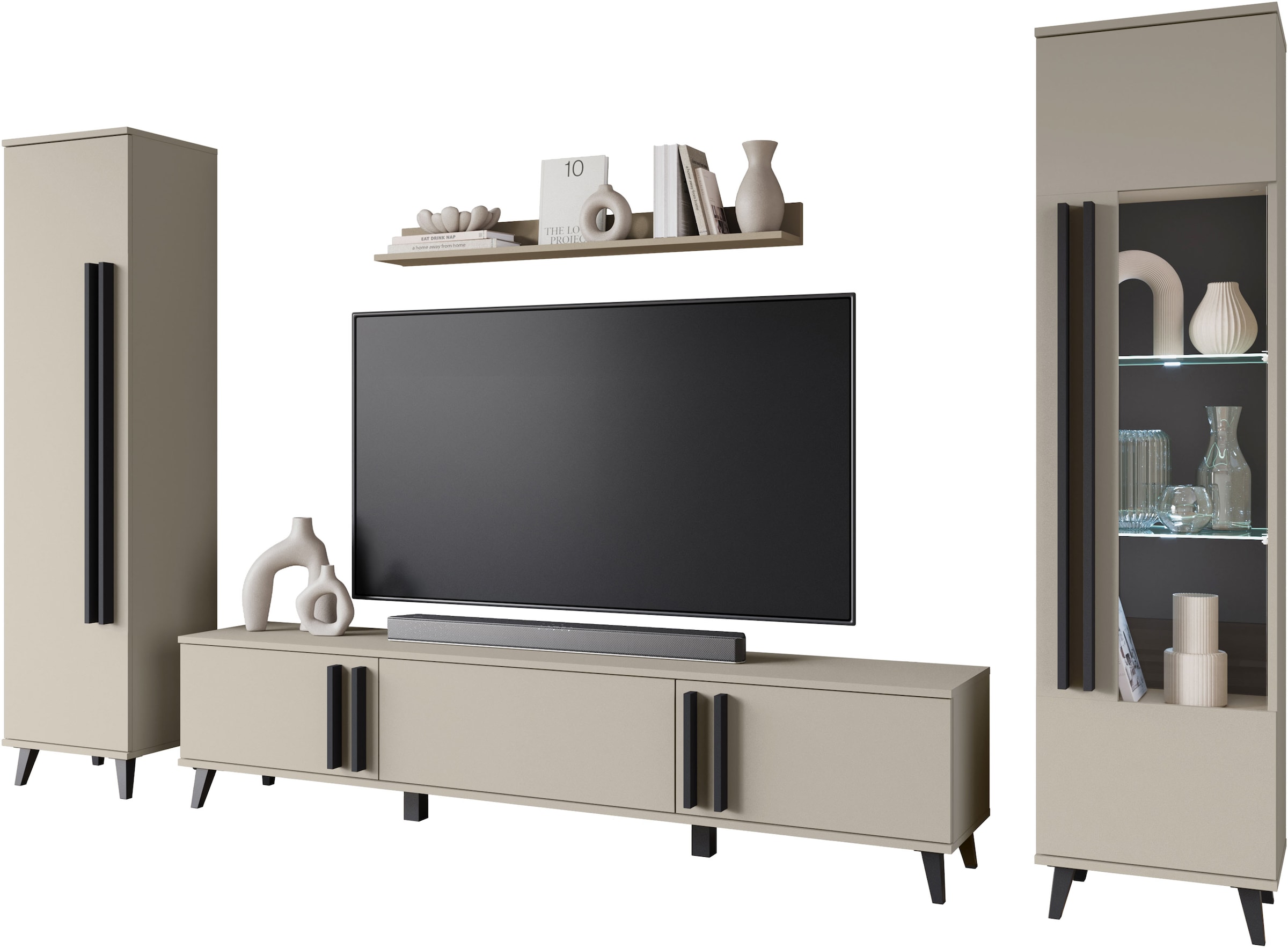 INOSIGN Wohnwand »Helsinki, Modernes Set mit verglaster Vitrine«, (Komplett günstig online kaufen