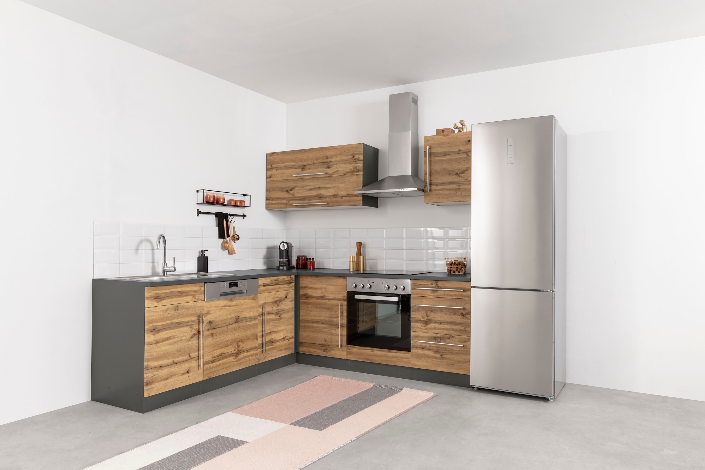 KOCHSTATION Winkelküche »KS-Samos« Stellbreite 220x220 cm, wahlweise mit E- günstig online kaufen