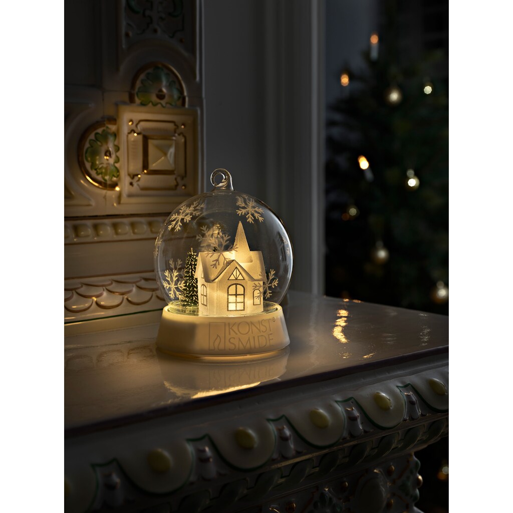KONSTSMIDE LED Dekolicht »Weihnachtsdeko«, 1 flammig-flammig, LED Dekoglaskugel Haus mit 3 Funktionen, batteriebetrieben, für innen