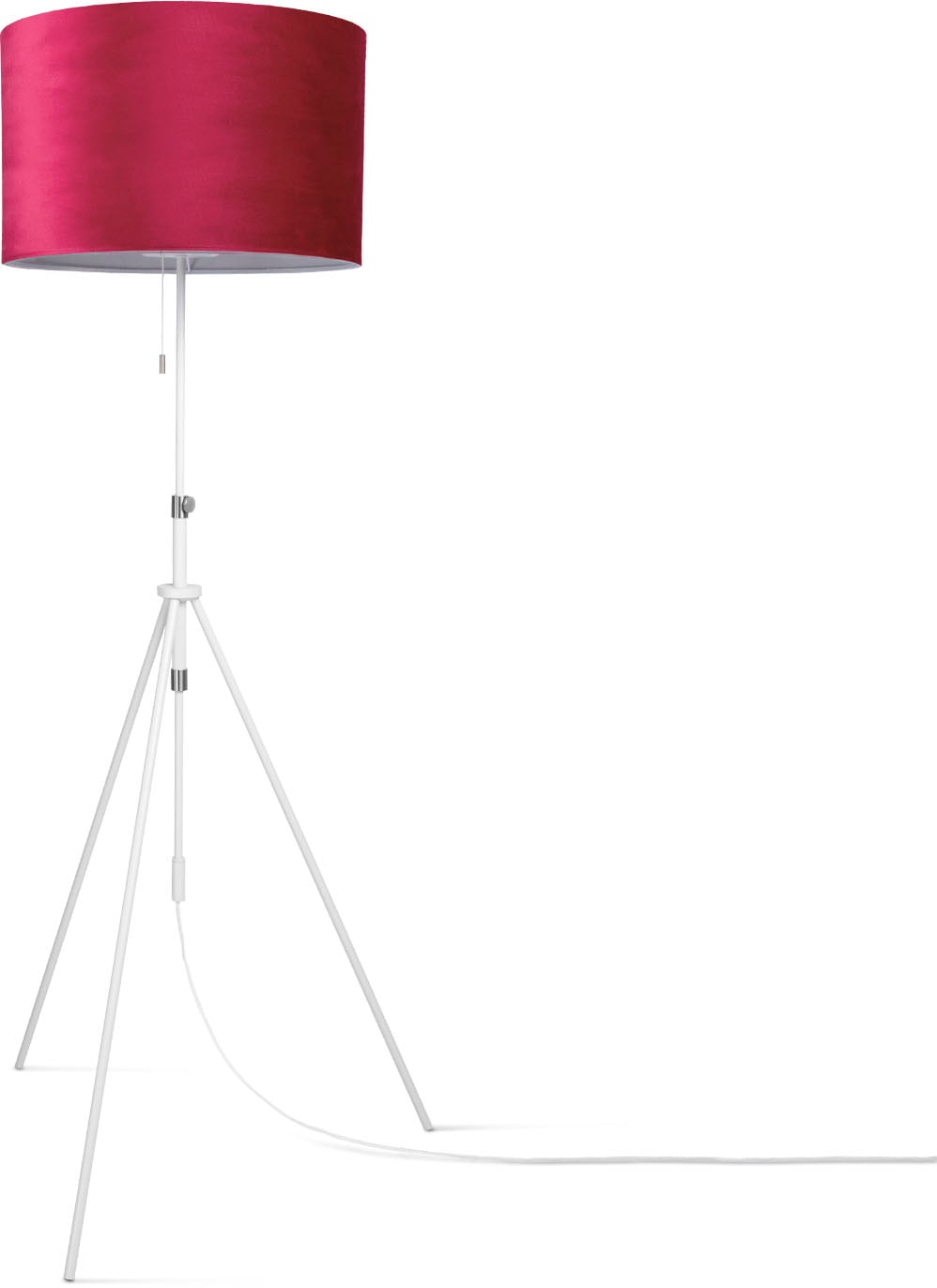 Paco Home Stehlampe »Naomi uni Color« E27 Wohnzimmer Höhenverstellbar 121,5 bis 176,5 cm Zugschalter Velour