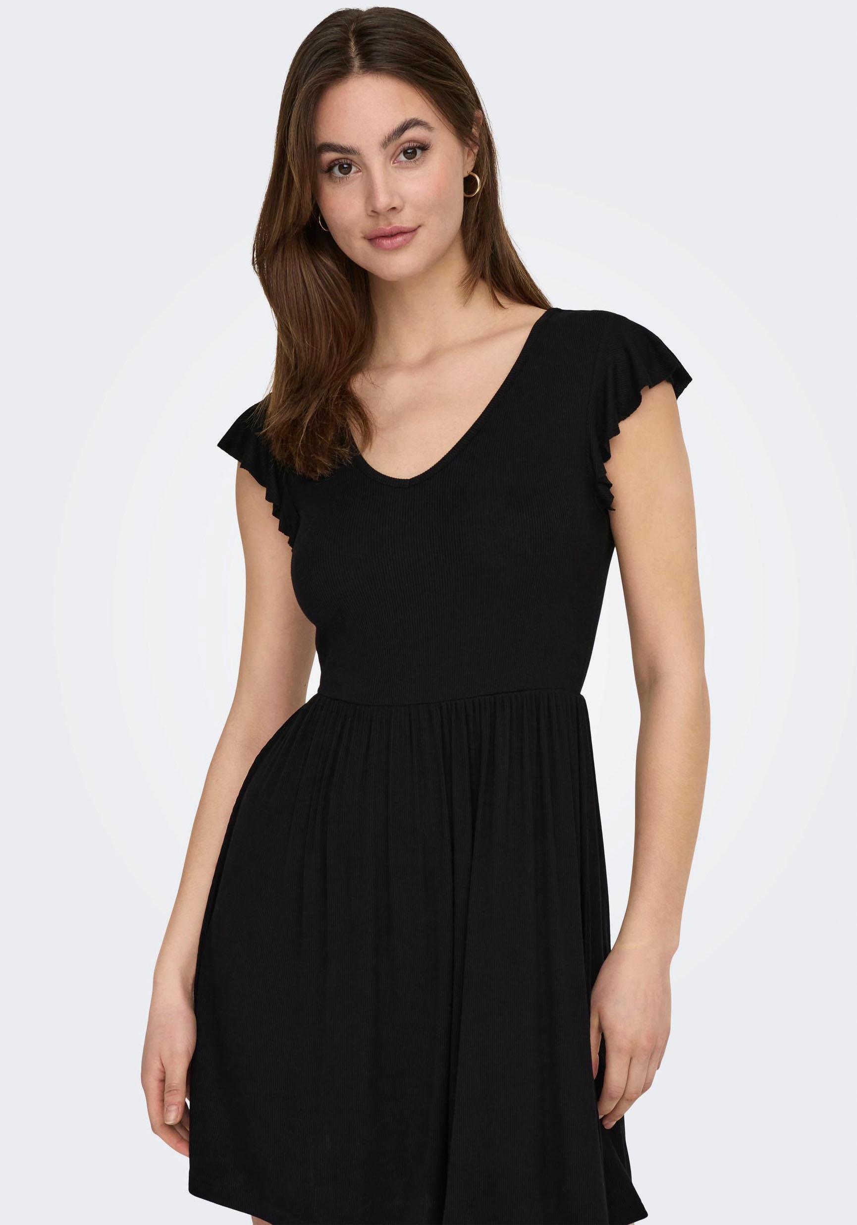 ONLY Jerseykleid »ONLBELIA S/L DRESS JRS« Viskosemischung, regular fit, V-Ausschnitt