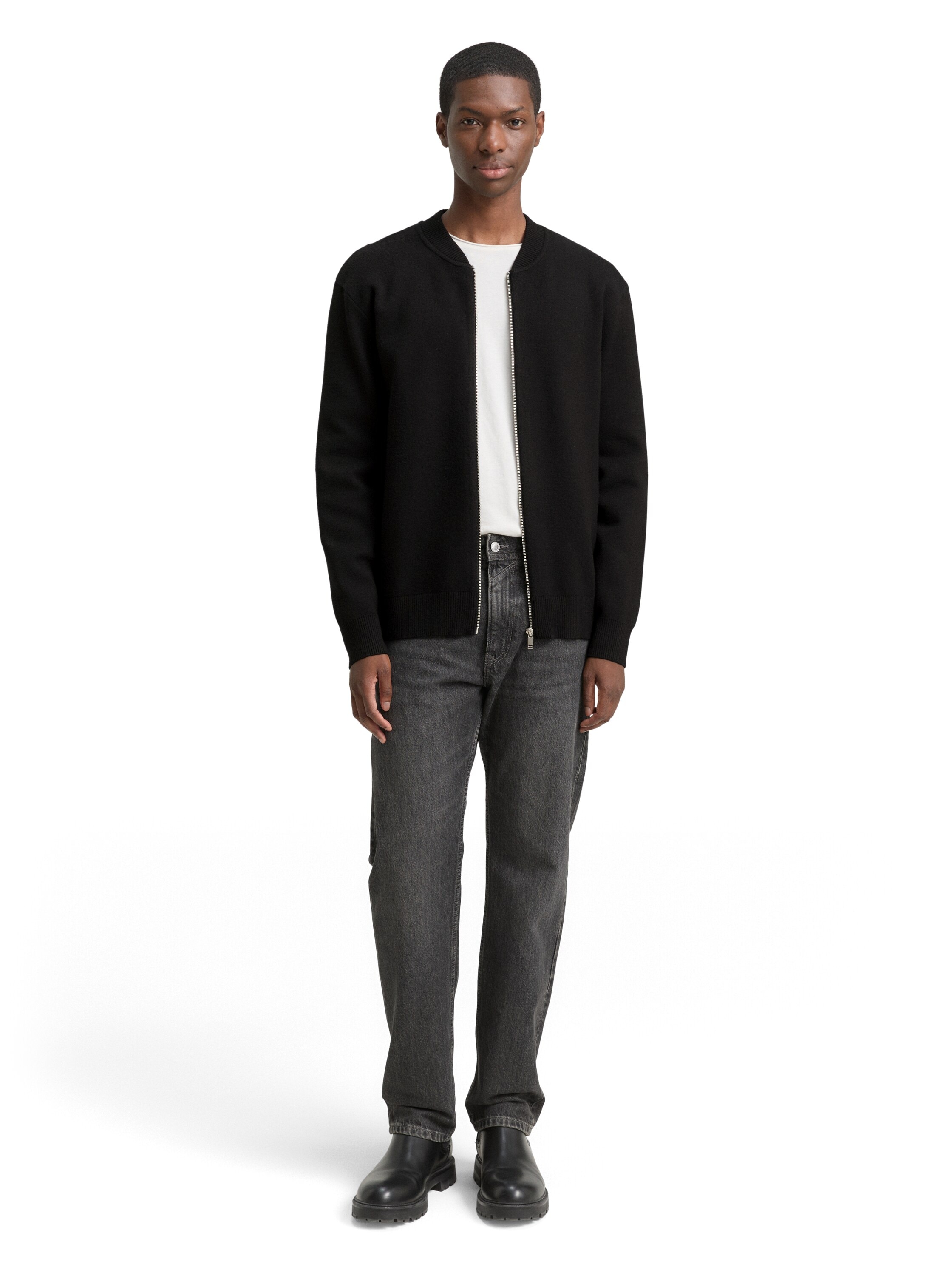 TOM TAILOR Denim Strickpullover mit Rippbündchen