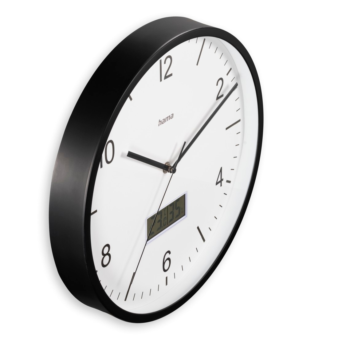 Hama Funkwanduhr »Funkuhr "Lanzarote", ohne Ticken, Ø 35cm, Schwarz«, mit Thermo- und Hygrometer, geräuscharm