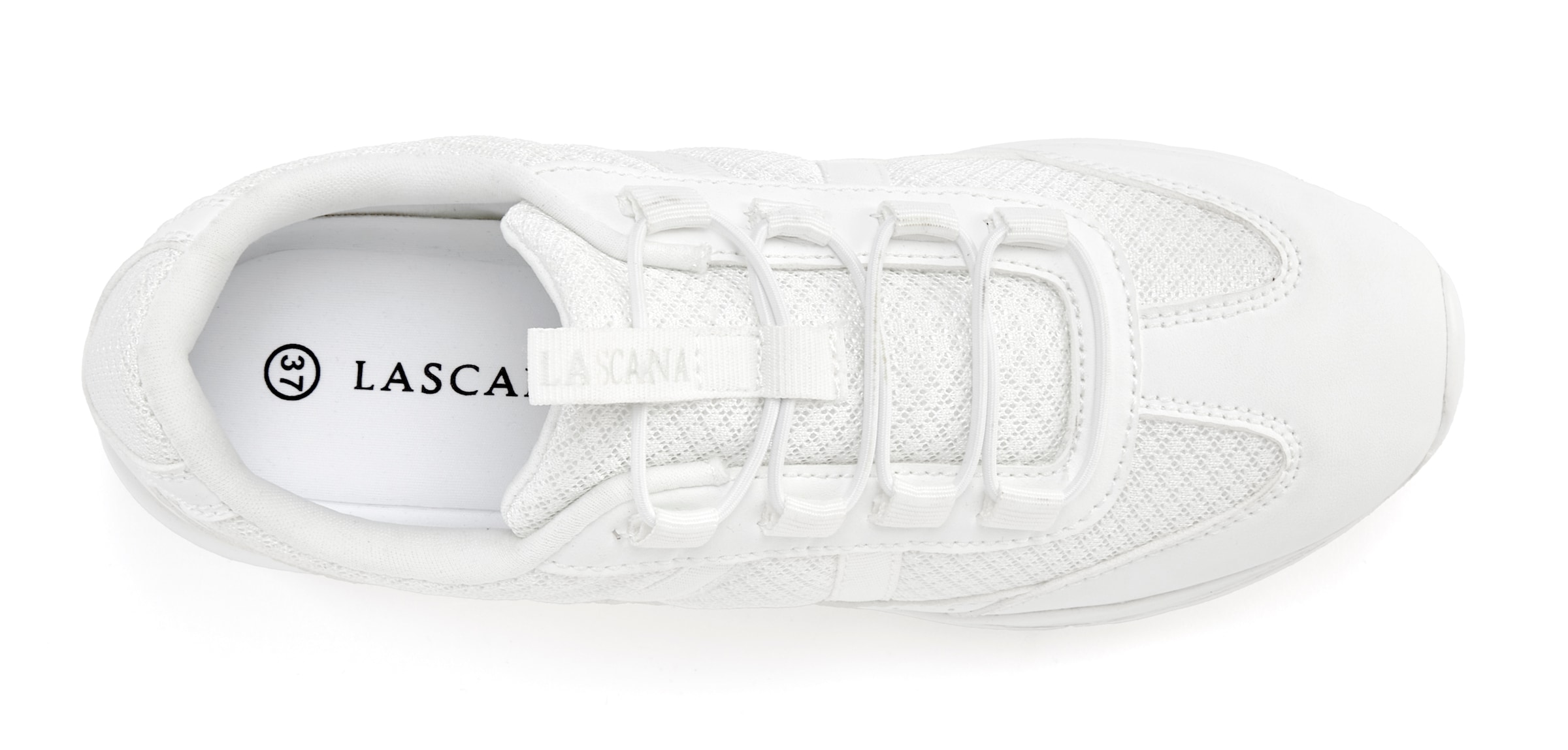 LASCANA Sneaker »Freizeitschuh, Halbschuh,«, zum Reinschlüpfen mit elastischen Schnürbändern VEGAN