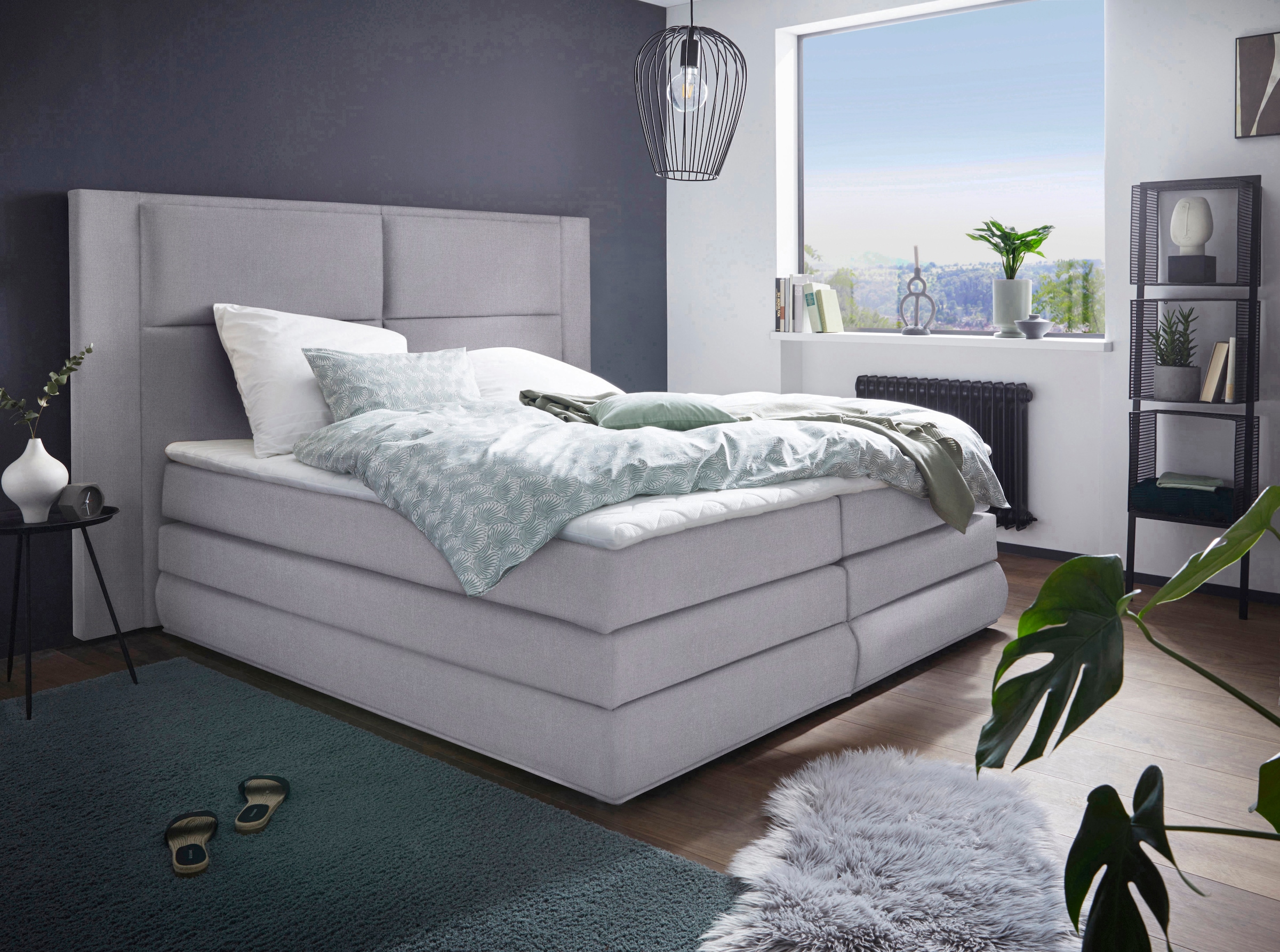 COLLECTION AB Boxspringbett »Copenhagen«, inklusive Bettkasten, Topper, wahlweise mit LED-Beleuchtung