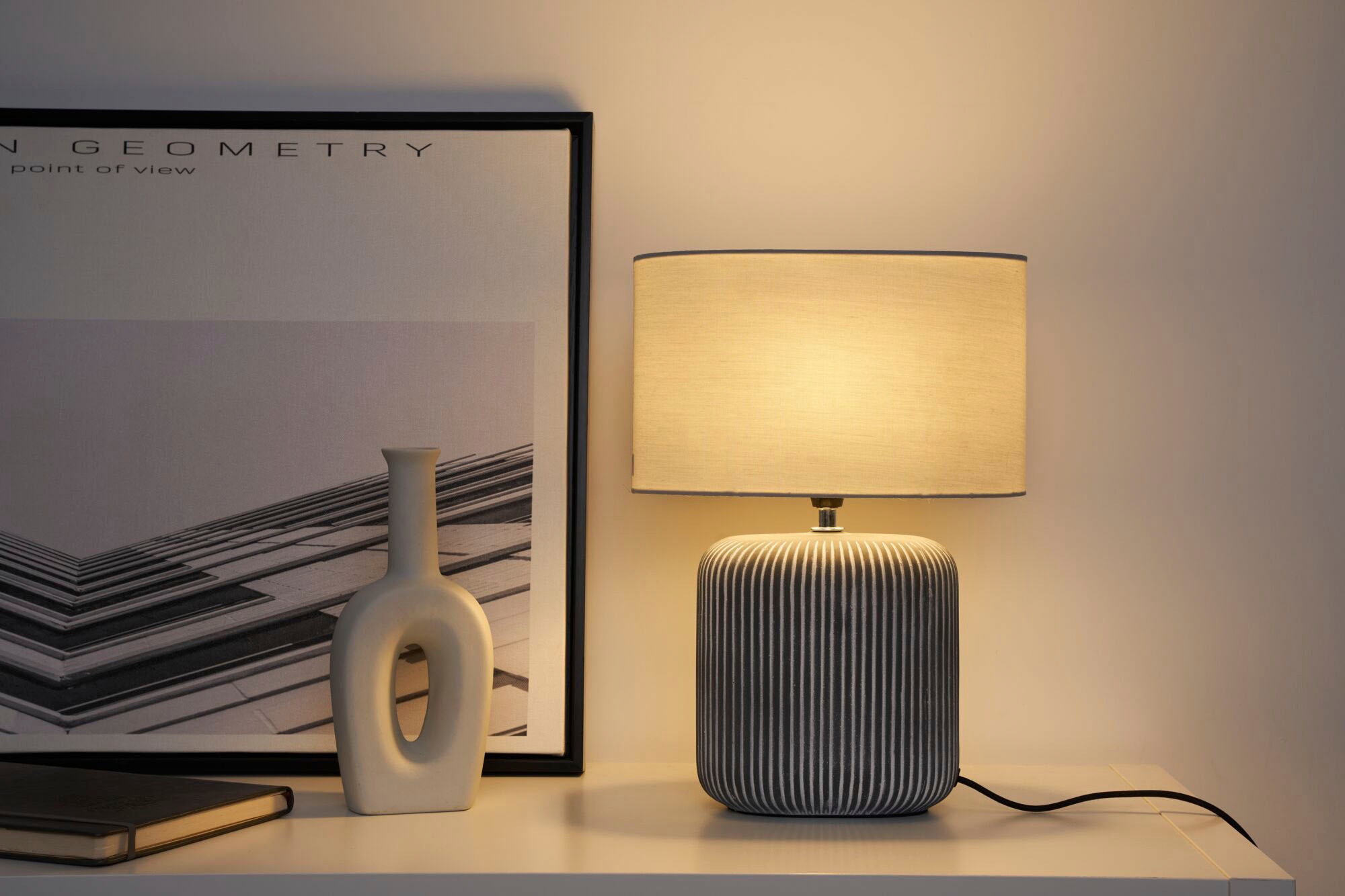 Pauleen Tischleuchte »Pure Shine max20W Grau/Weiß 230V Stoff/Keramik«, 1 fl günstig online kaufen
