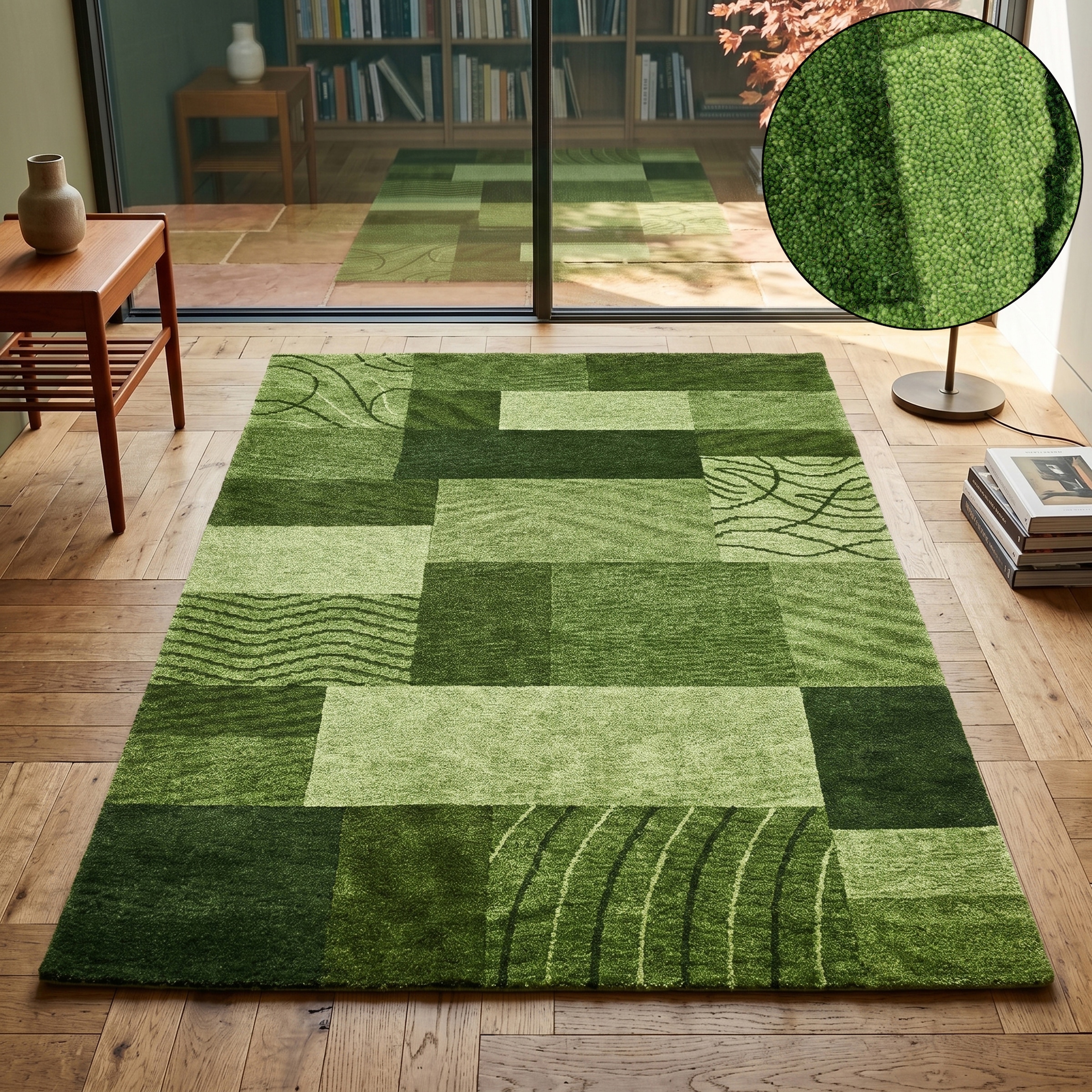 THEKO »Domas 4028, handgeknüpft« rechteckig 12 mm Höhe Kurzflor, reine Wolle, modernes Patchwork Design, Wohnzimmer