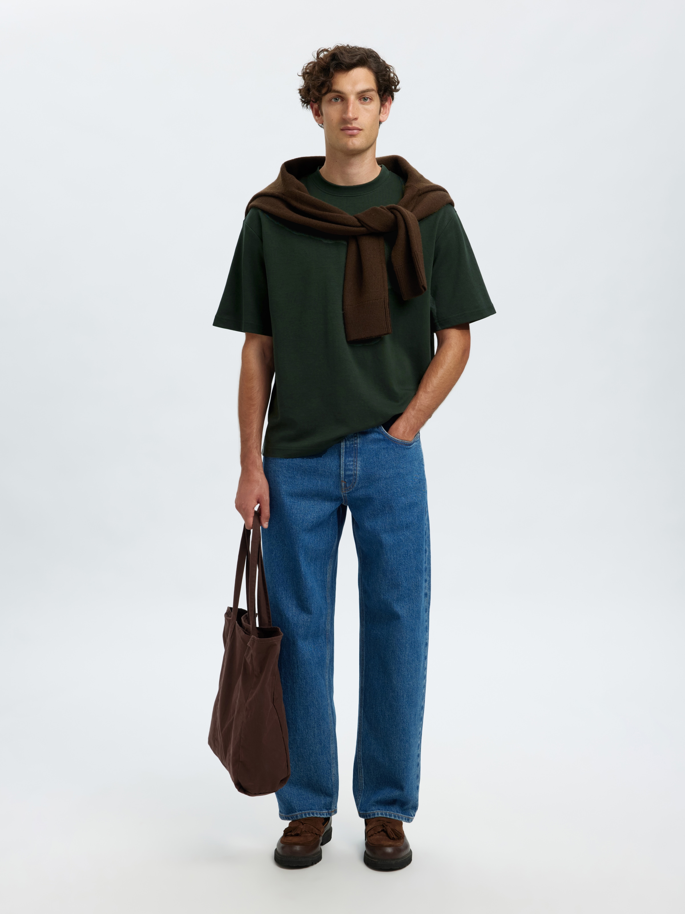 SELECTED HOMME Rundhalsshirt »SLHLOOSEOSCAR SS O-NECK TEE NOOS«